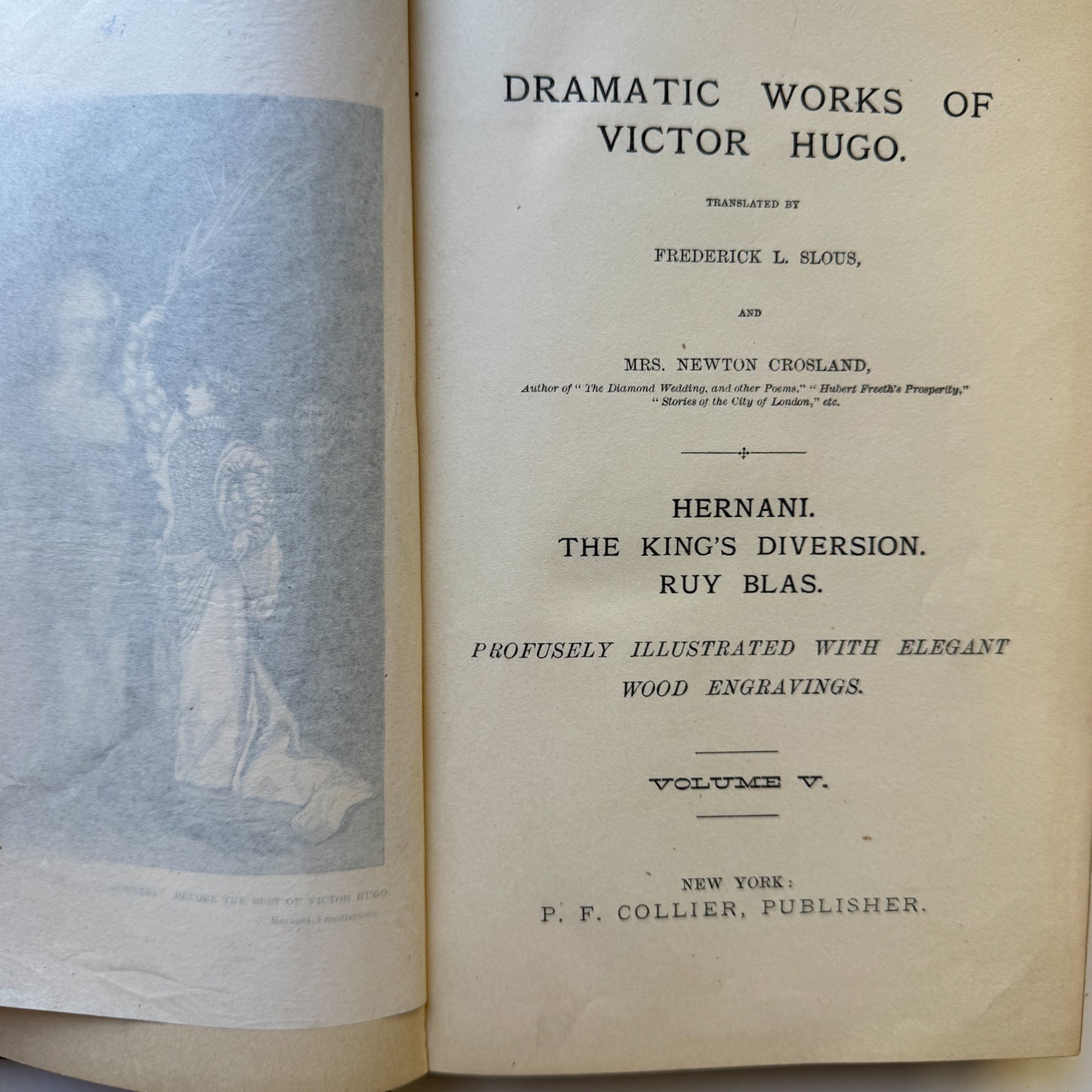 The Works of Victor Hugo, Illustrated, Partial Set, Antique Collier Brown Oversized Hardcovers