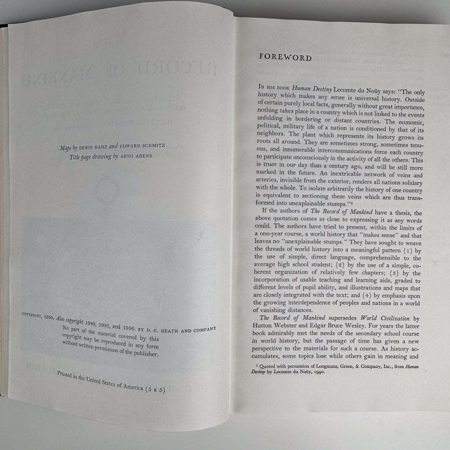 The Record of Mankind, 1954 History School Book