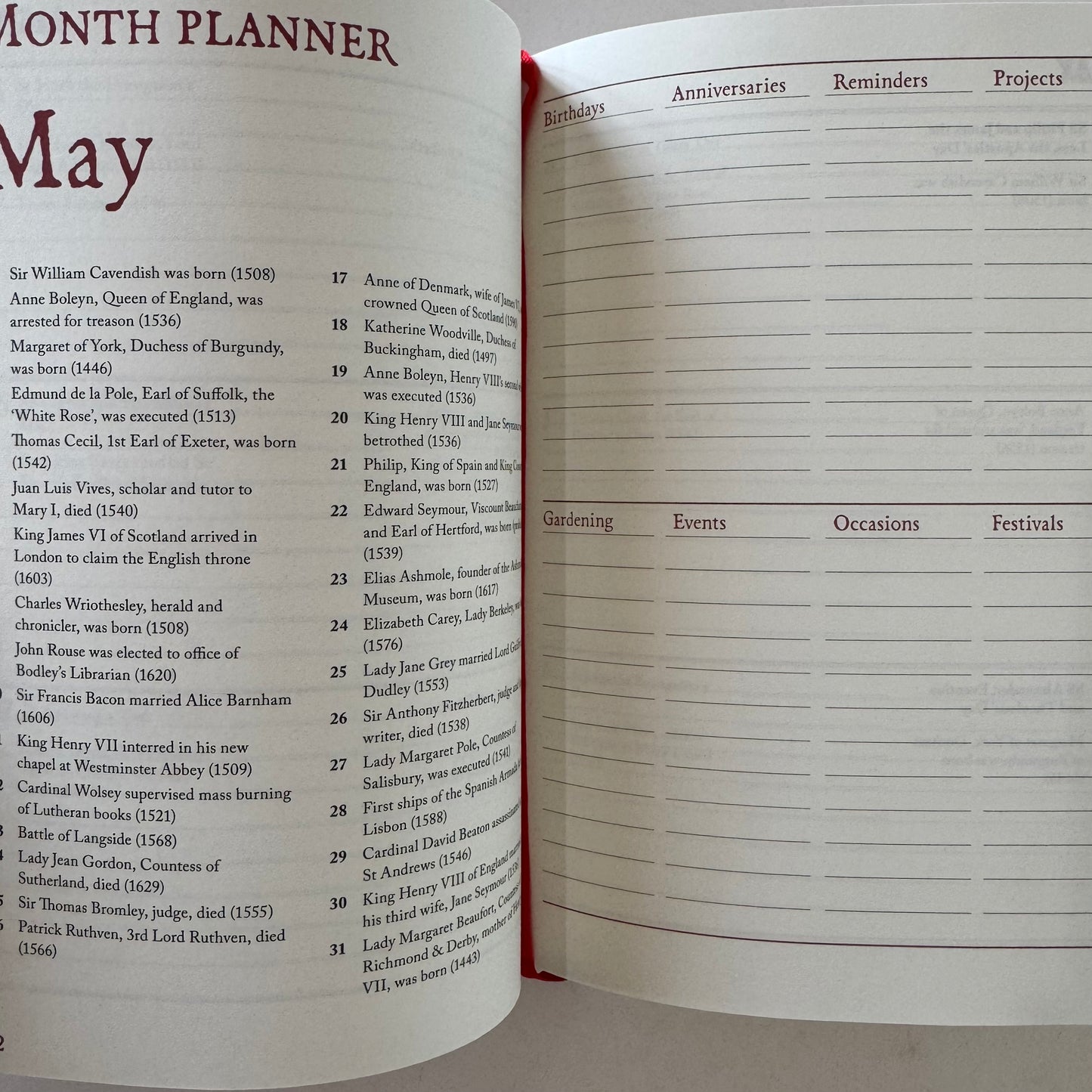 Tudor Book of Days, Tudor Times, 2017 Day Calendar Unussed