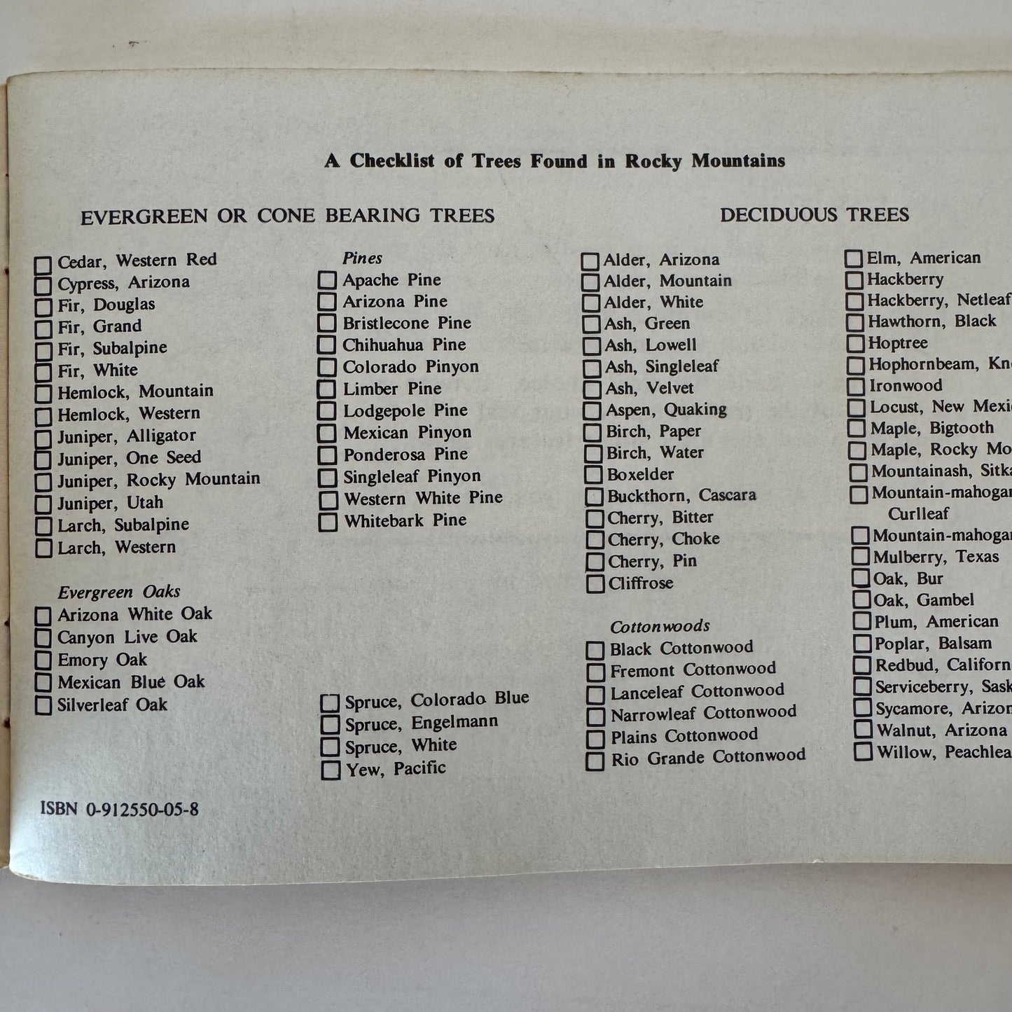 Rocky Mountain Tree Finder, 1972 Pocket Field Guide