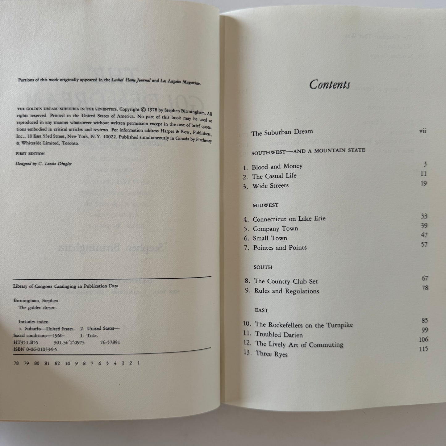 The Golden Dream: Suburbia in the 1970s, First Edition, 1978, Stephen Birmingham