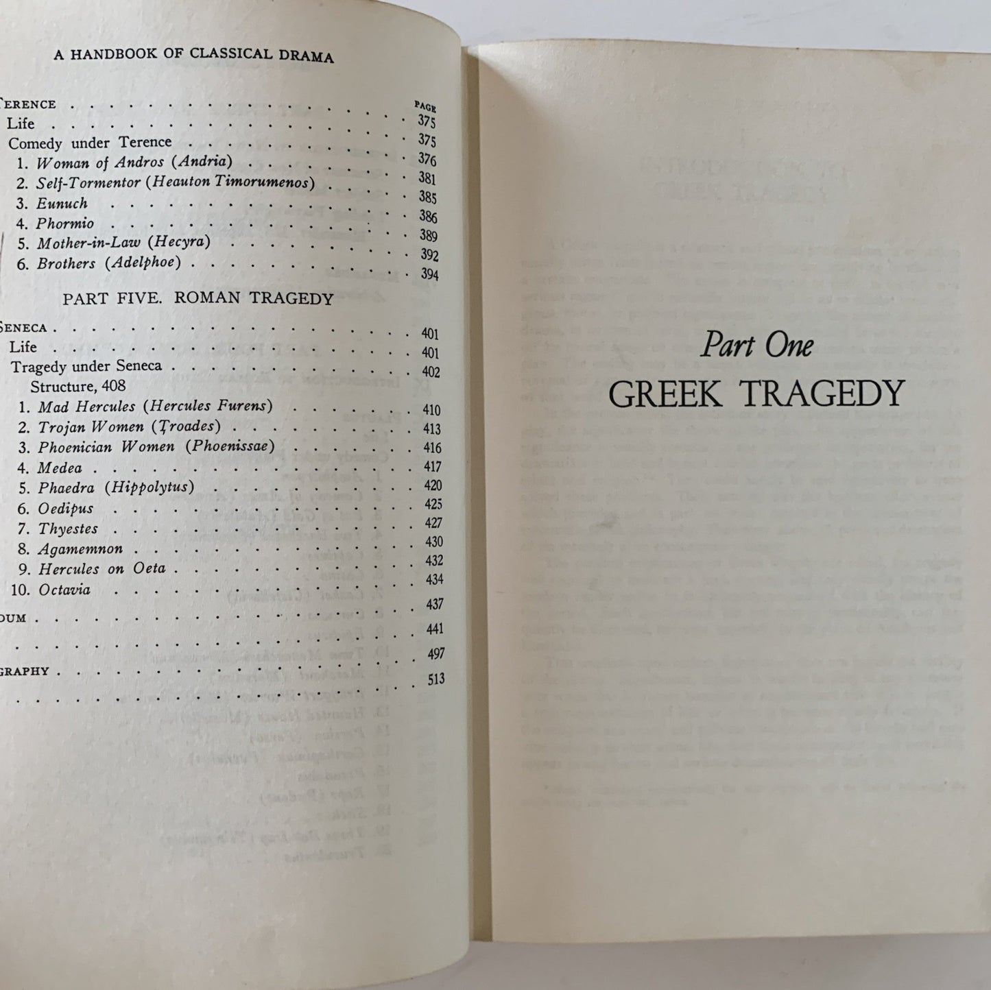 A Handbook of Classical Drama, Hardcover 1960 - Pretty Old Books