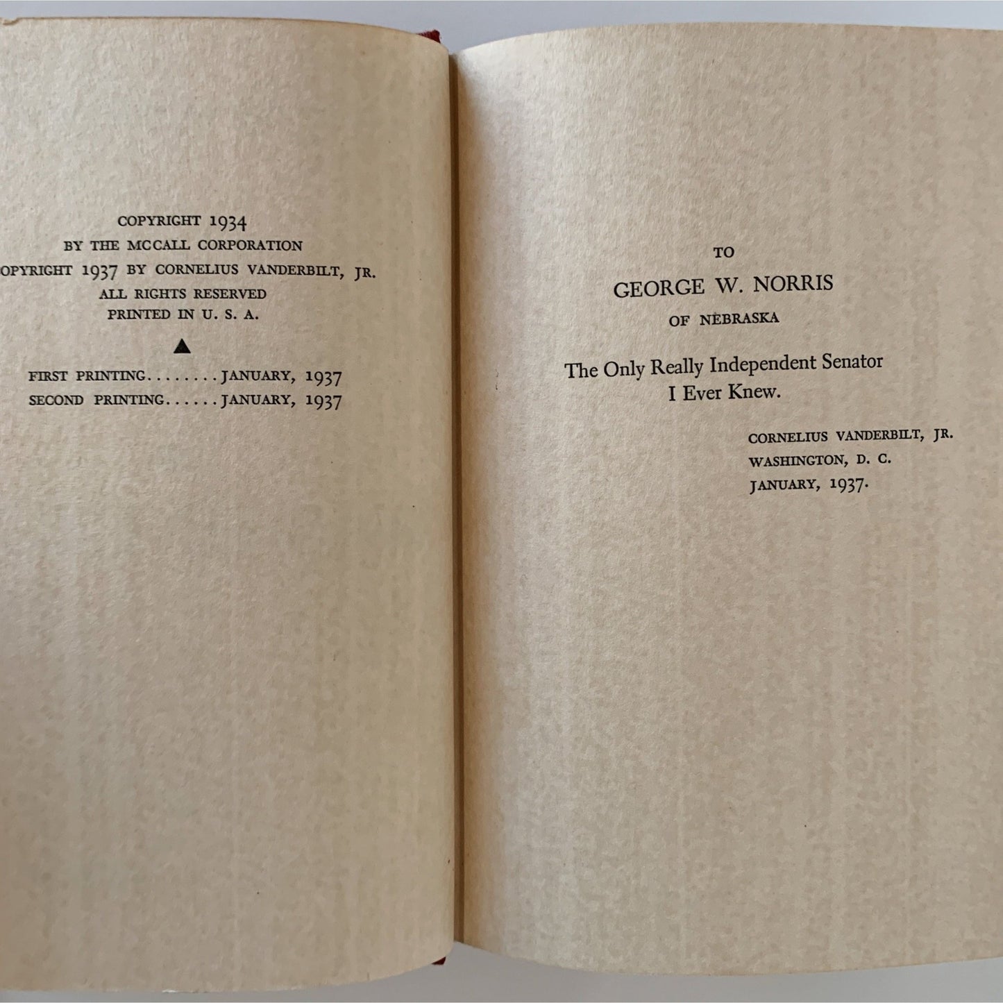 A Woman of Washington, Cornelius Vanderbilt, Jr, 1937 - Pretty Old Books
