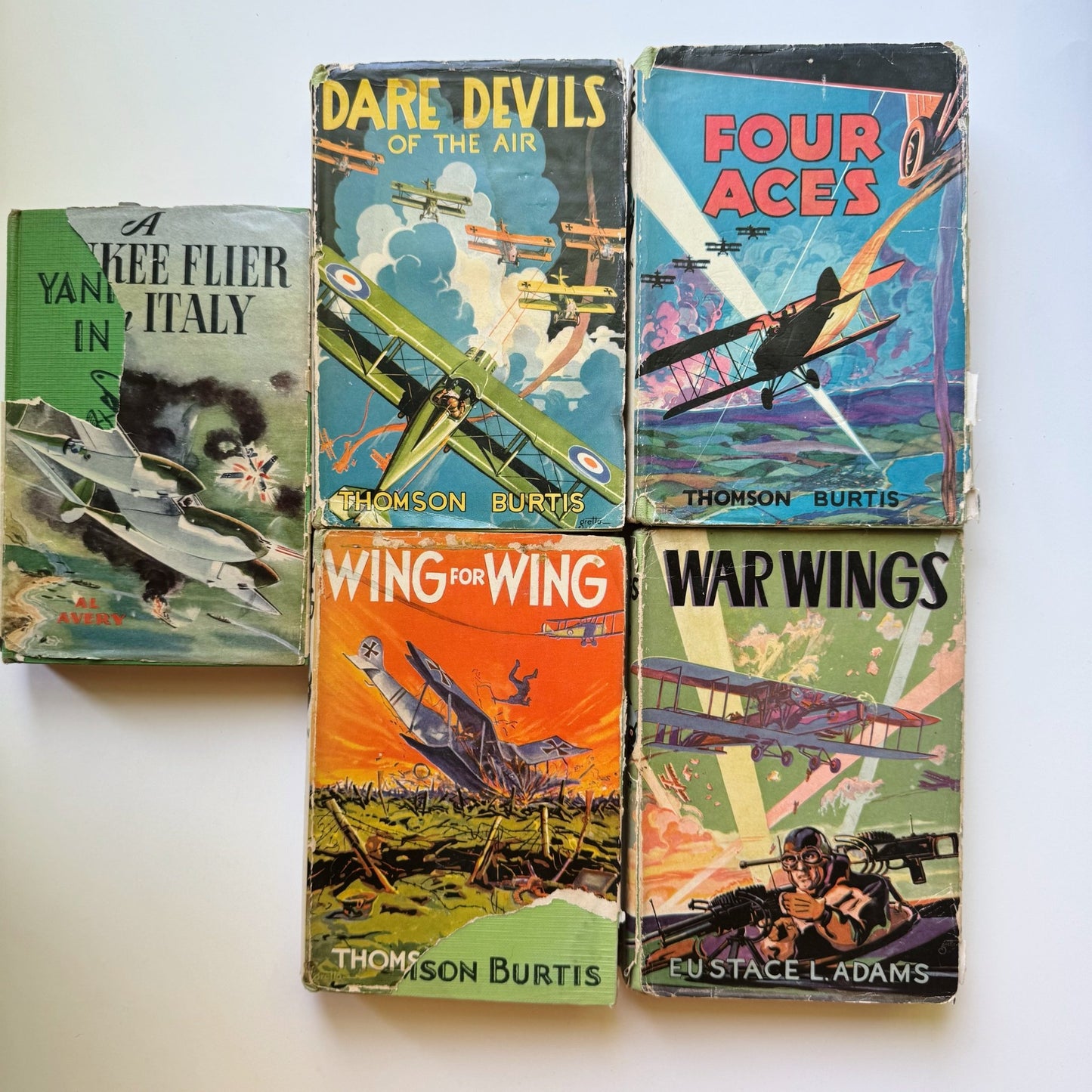 Air Combat Stories For Boys, Mid Century Children's Book Set - Pretty Old Books