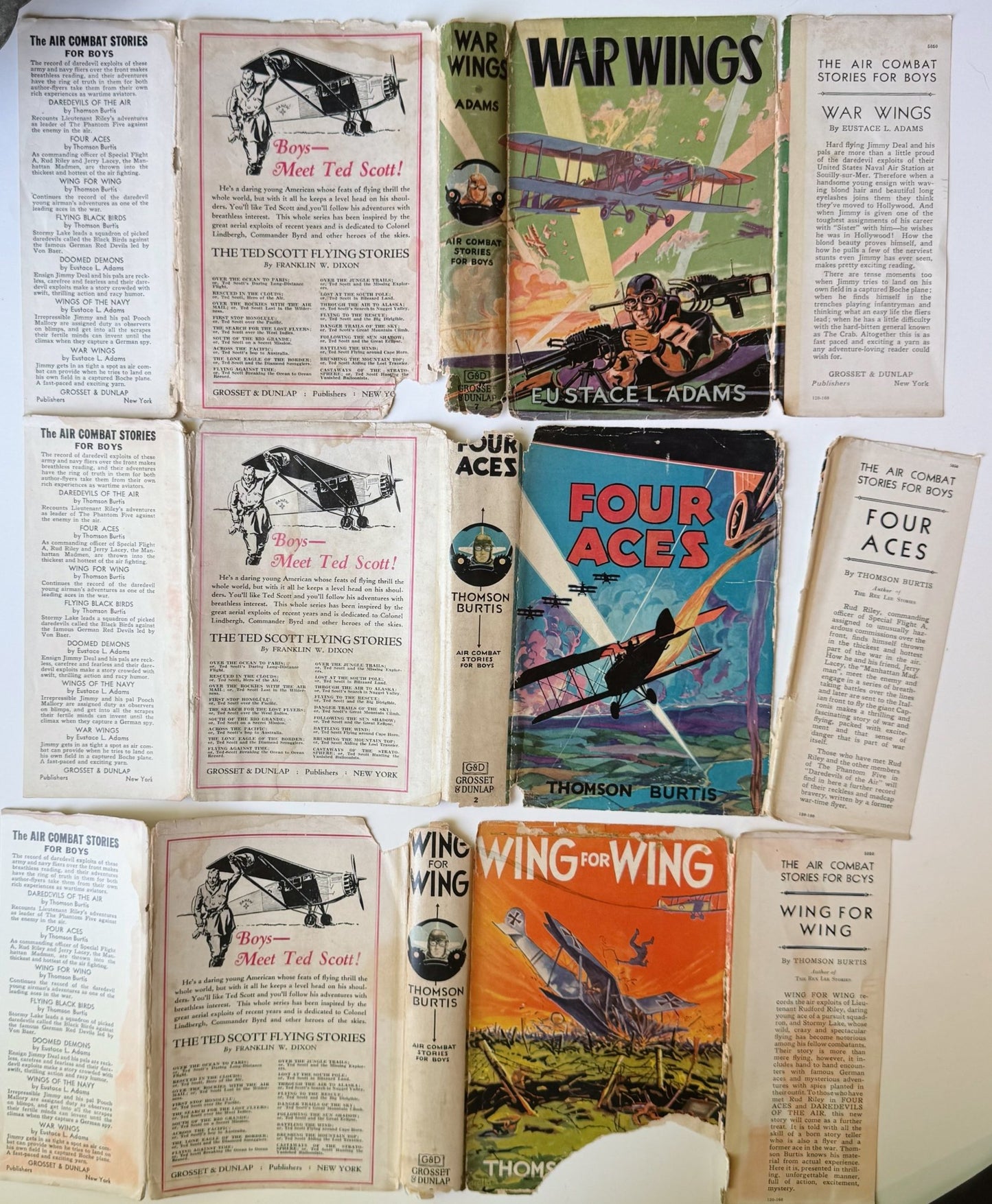 Air Combat Stories For Boys, Mid Century Children's Book Set - Pretty Old Books