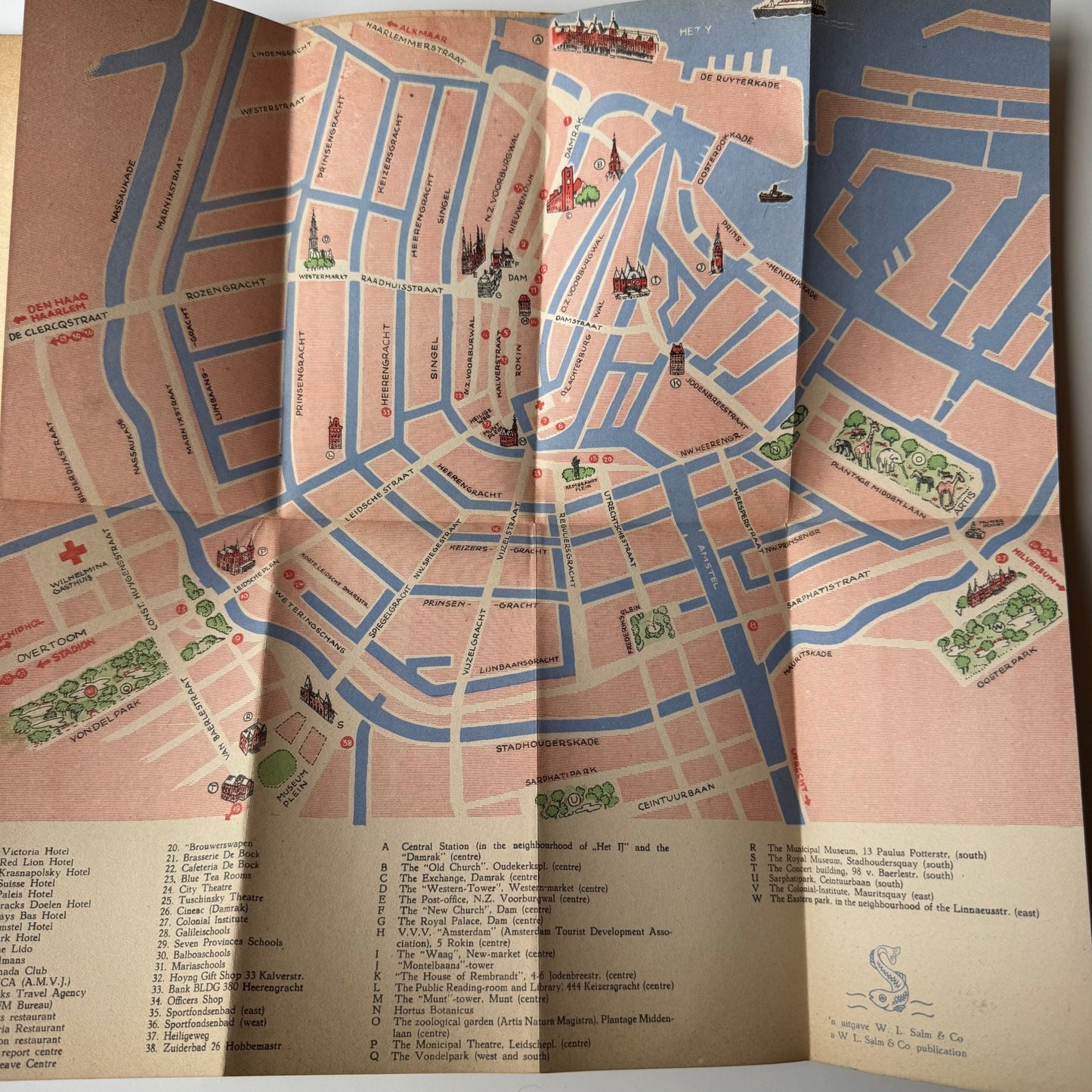 All About Amsterdam, 1945 Soldiers' Travel Guide With Map, WWII - Pretty Old Books