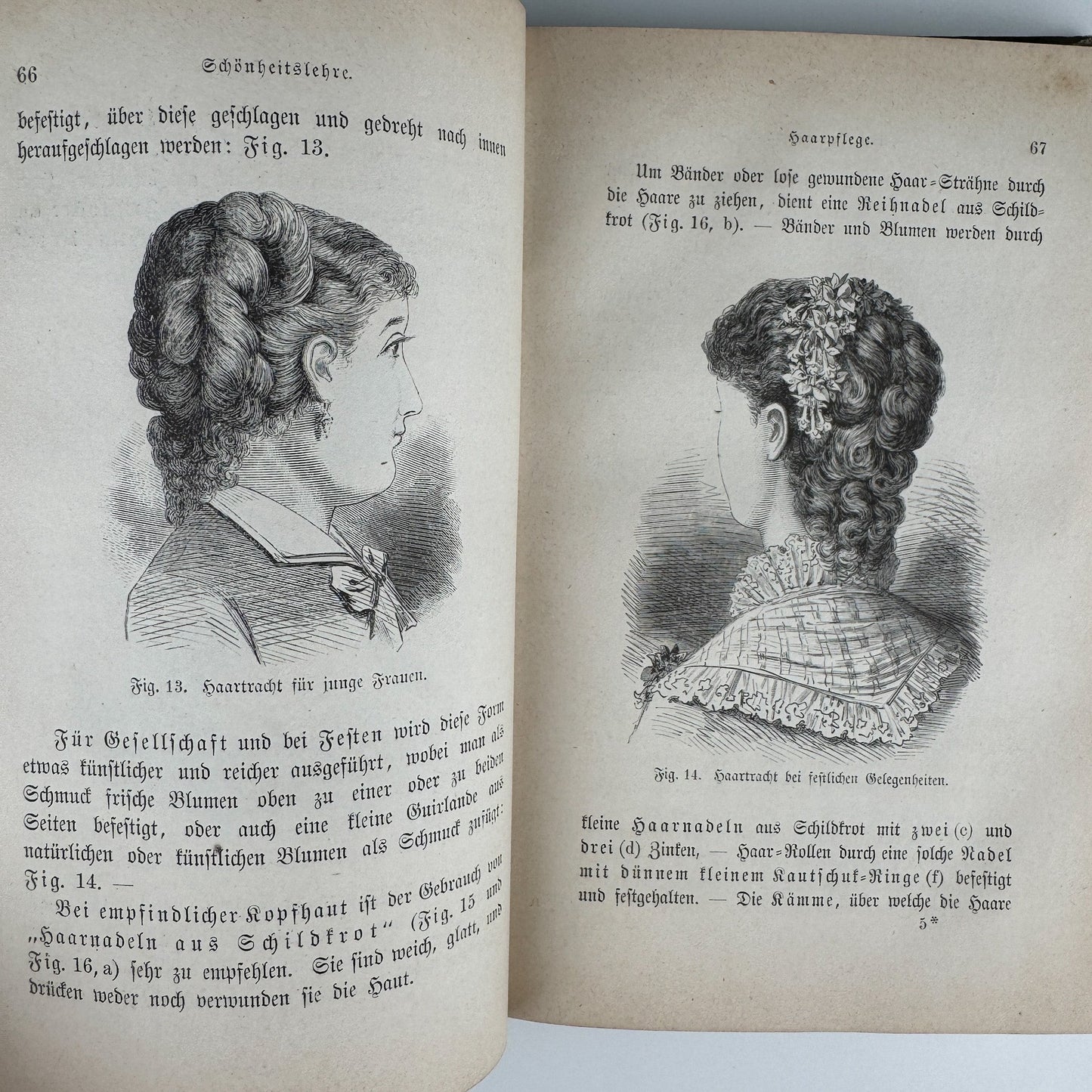 Antique 1883 German Beauty Advice Book for Women, Illustrations - Pretty Old Books