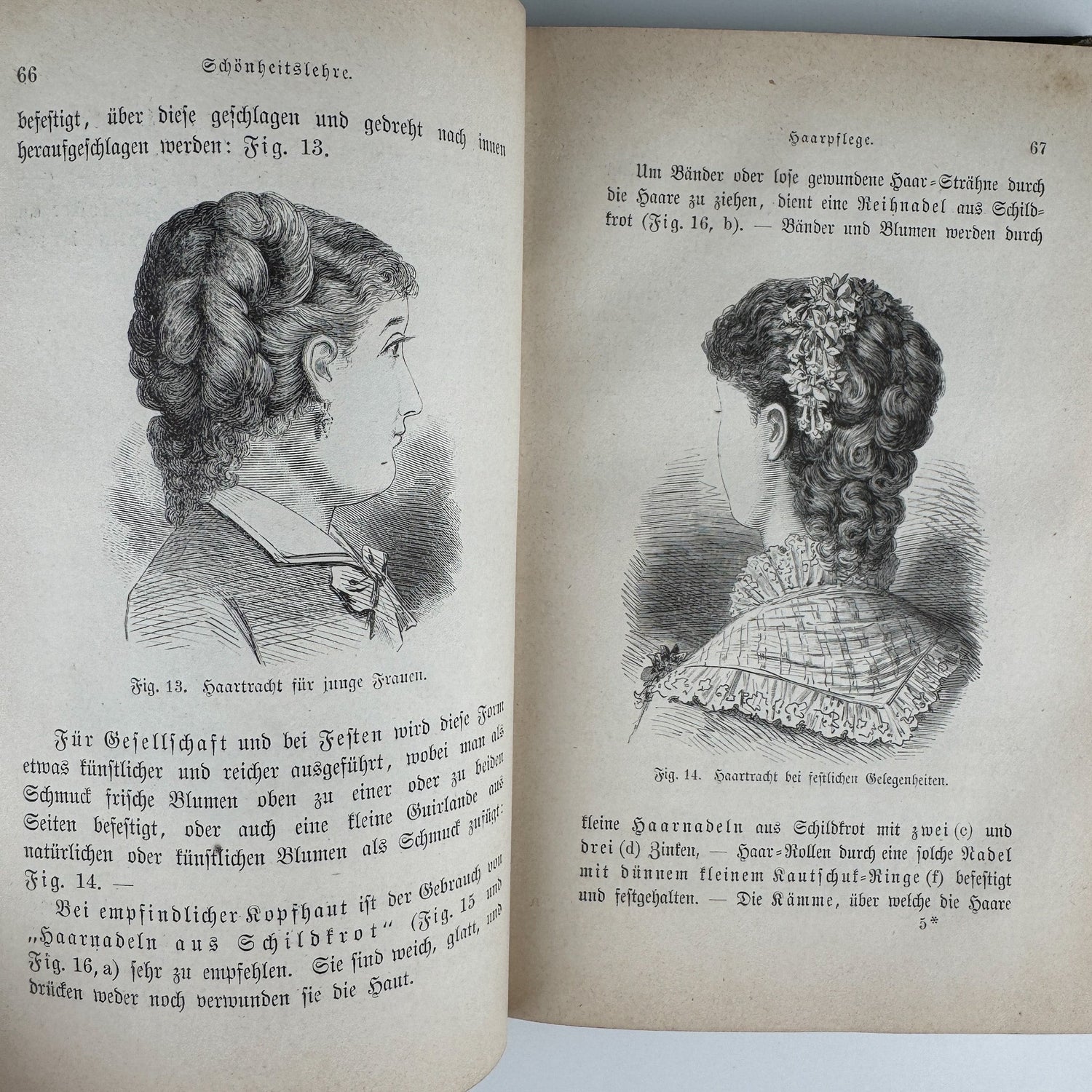 Antique 1883 German Beauty Advice Book for Women, Illustrations - Pretty Old Books