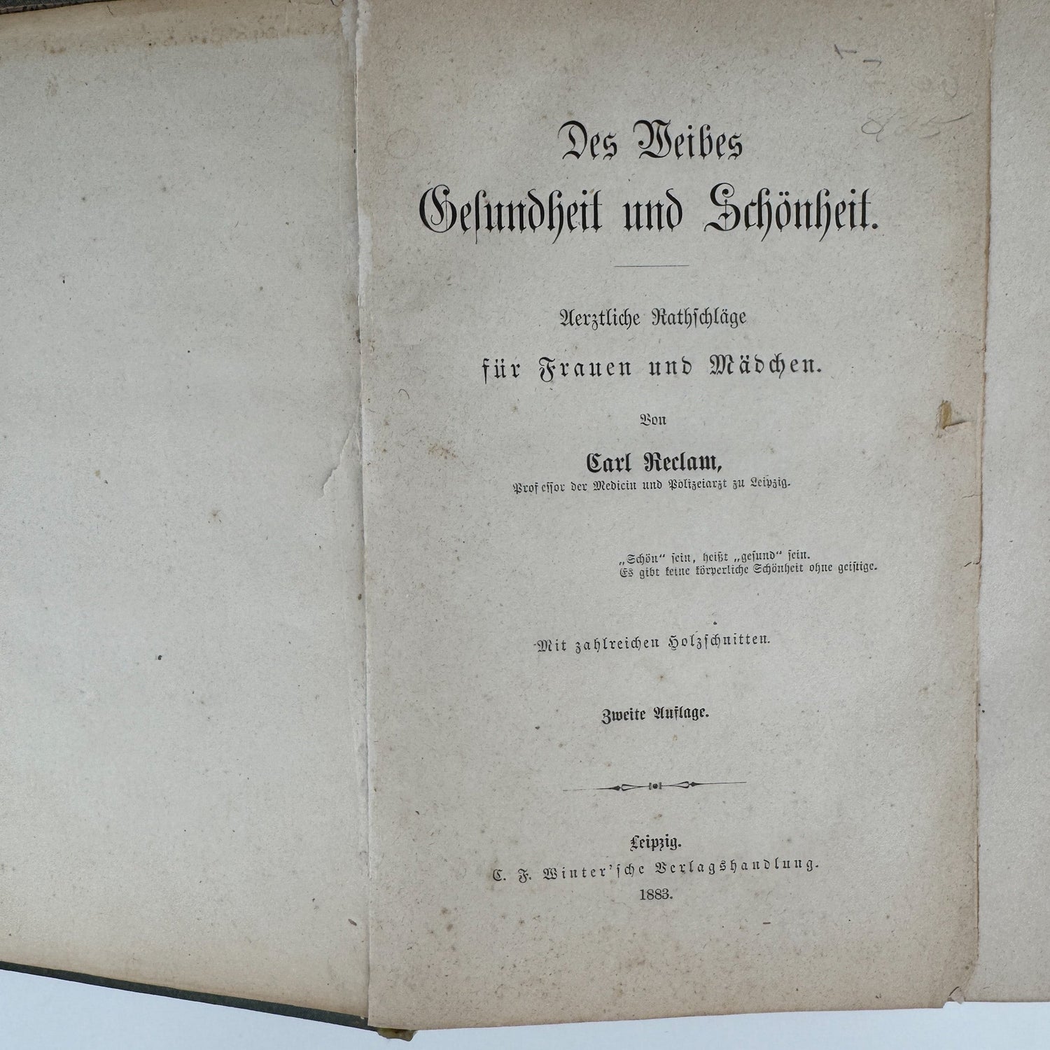 Antique 1883 German Beauty Advice Book for Women, Illustrations - Pretty Old Books