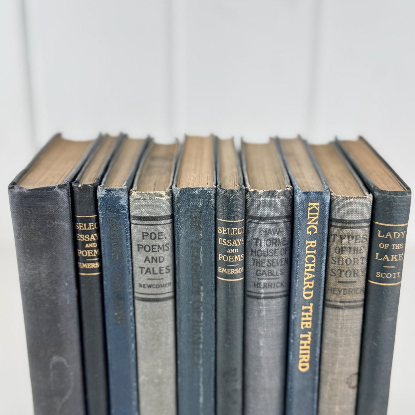 Antique Blue School Book Bundle of Classic Literature and Poetry - Pretty Old Books
