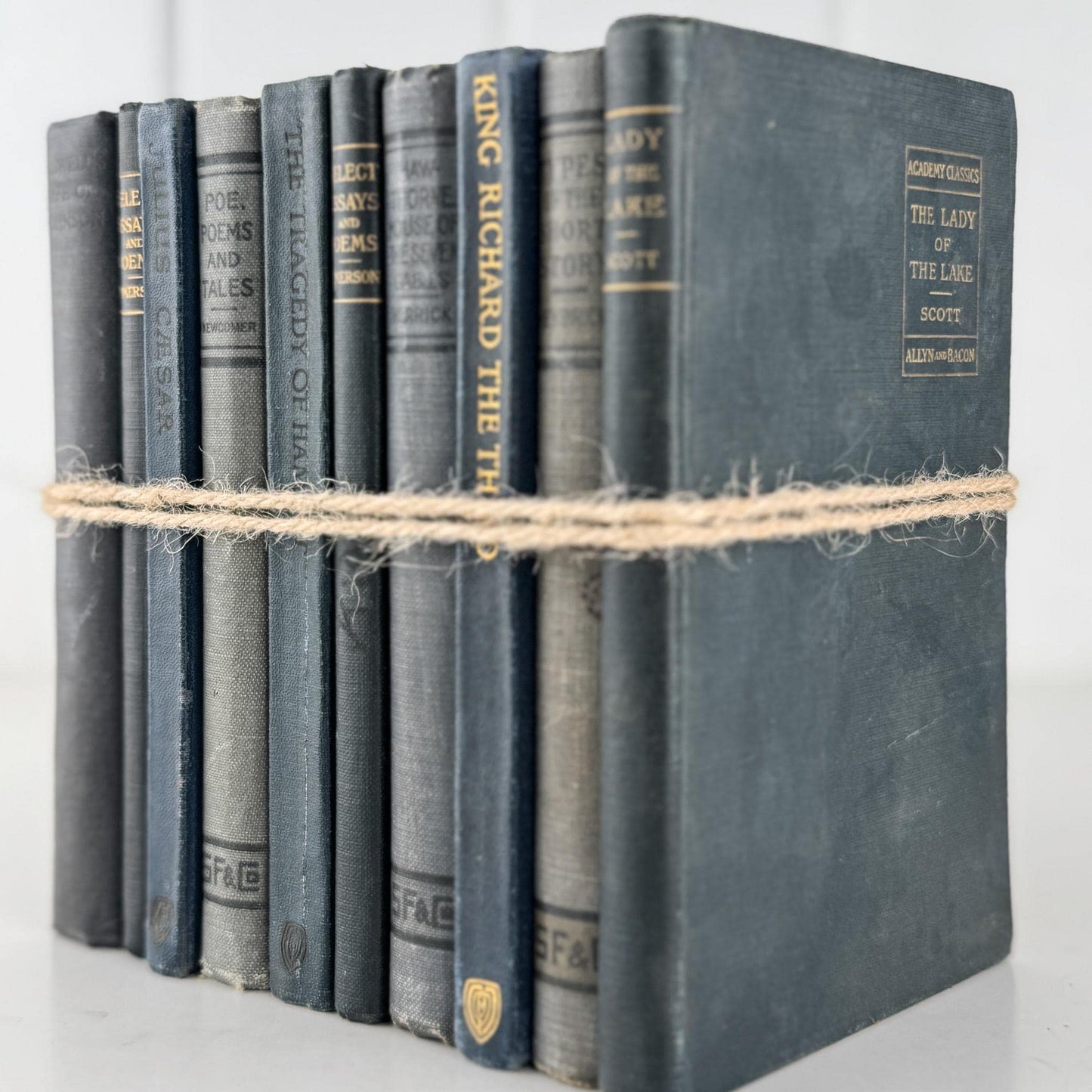 Antique Blue School Book Bundle of Classic Literature and Poetry - Pretty Old Books