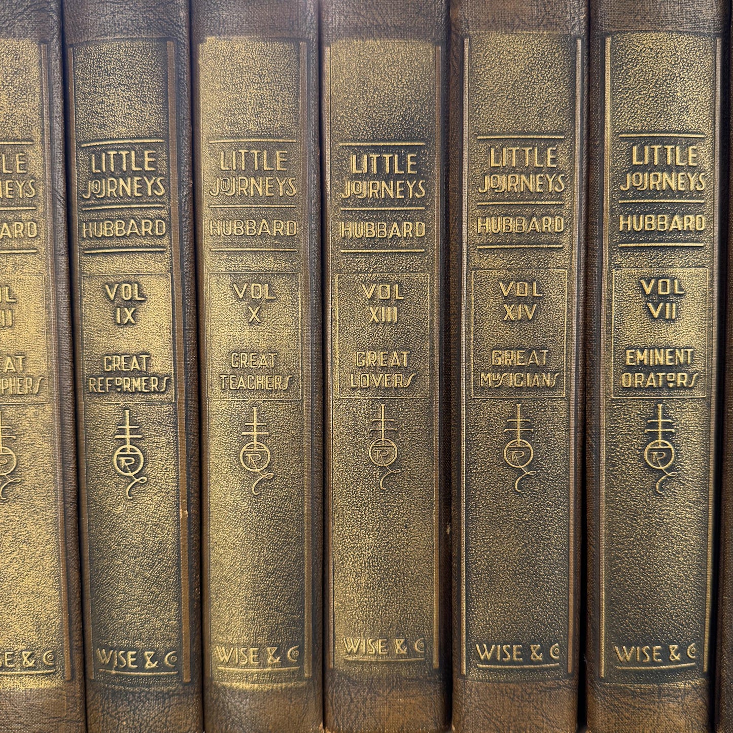 Antique Brown and Copper Book Set, Little Journeys to the Homes of the Great, 1928 Biographies - Pretty Old Books