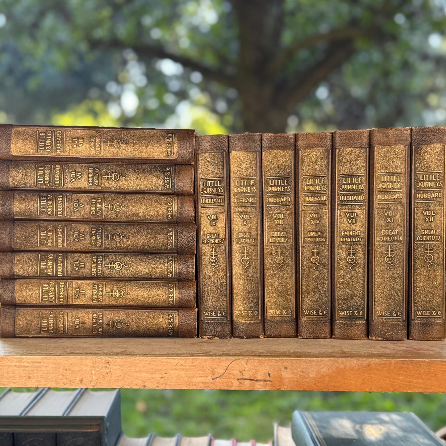 Antique Brown and Copper Book Set, Little Journeys to the Homes of the Great, 1928 Biographies - Pretty Old Books