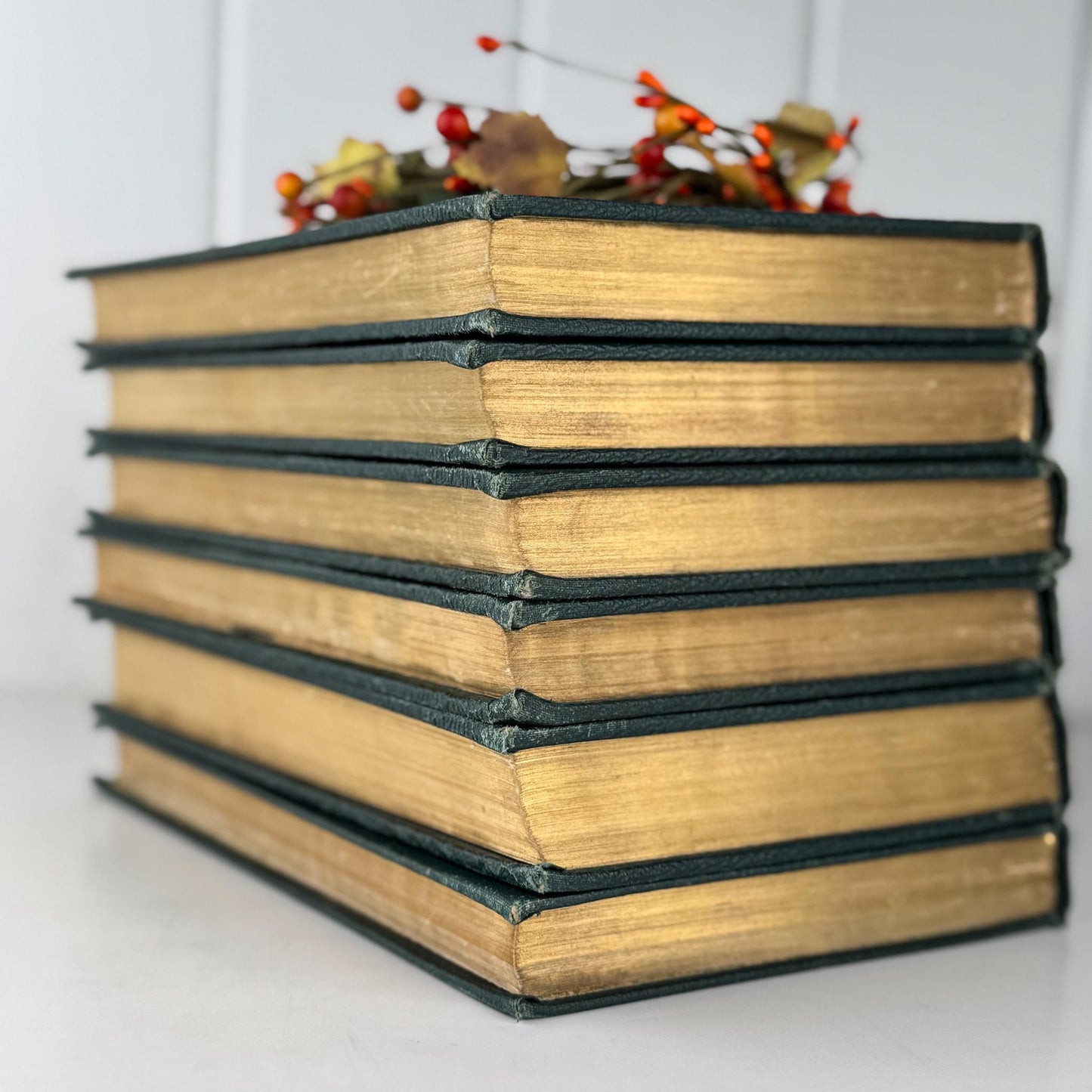 Antique Green Book Set, The Story of the Greatest Nations and The World's Famous Events, 1919 - Pretty Old Books