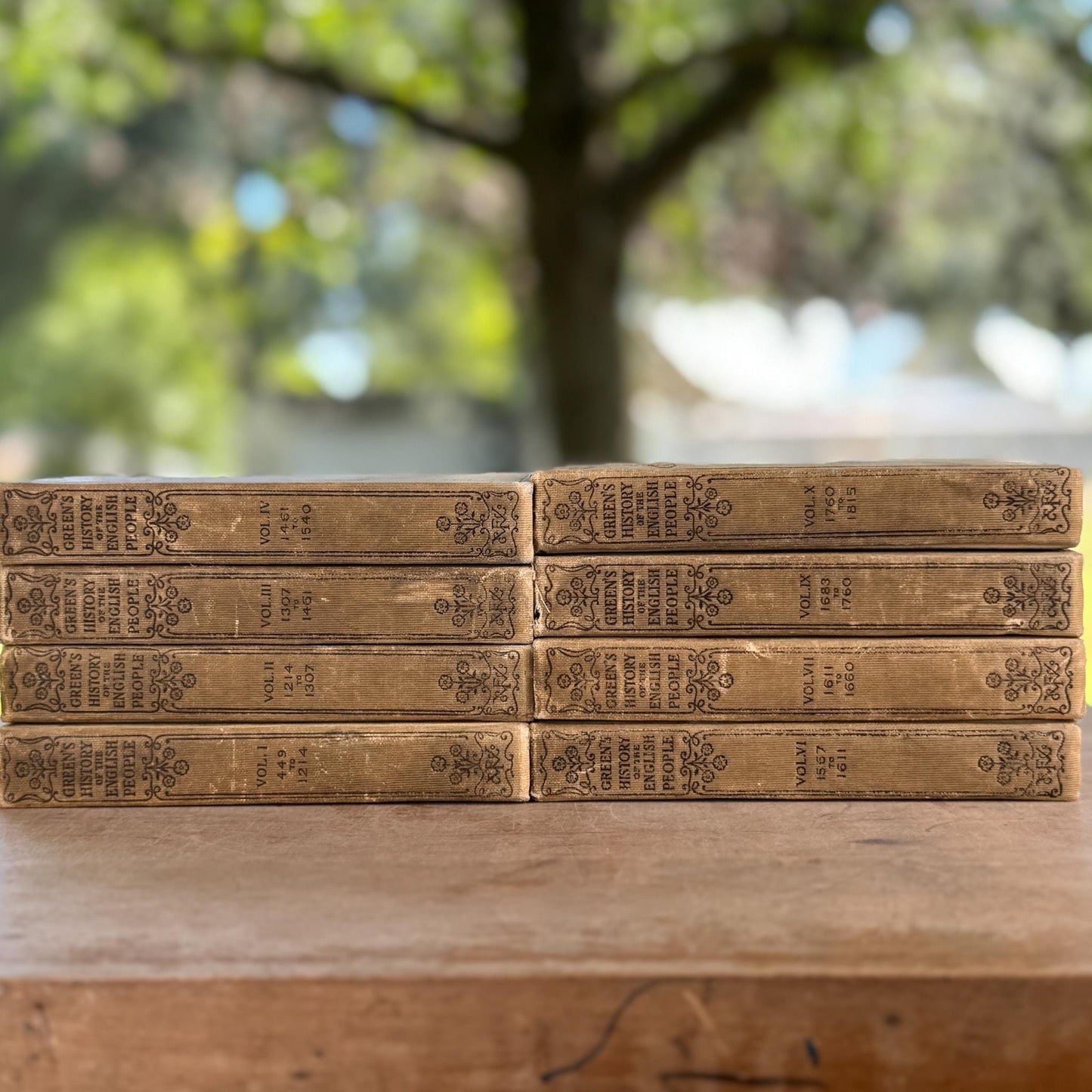 Antique Mini Beige Neutral Book Set, Green’s History of the English People - Pretty Old Books