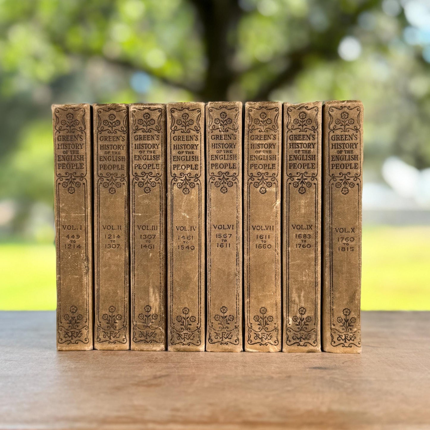 Antique Mini Beige Neutral Book Set, Green’s History of the English People - Pretty Old Books