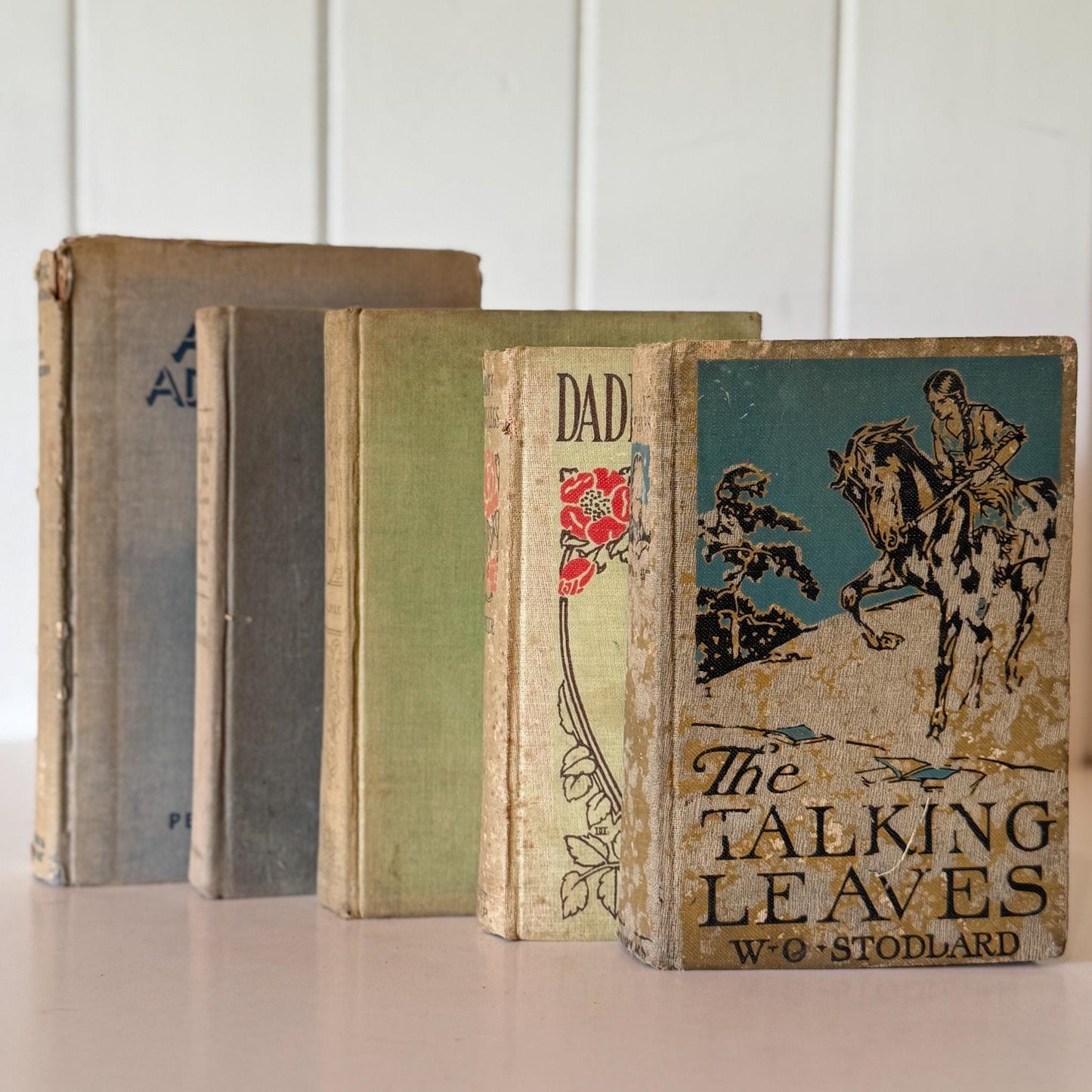 Antique Neutral Tan Book Bundle, Books by Color, Shabby Distressed Book Set - Pretty Old Books