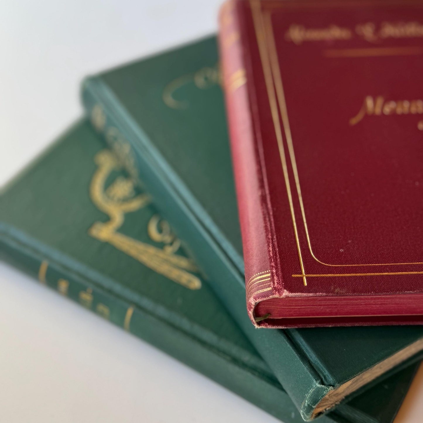 Antique Norwegian Literature Books, 1920s Ornate Marbled Novels - Pretty Old Books