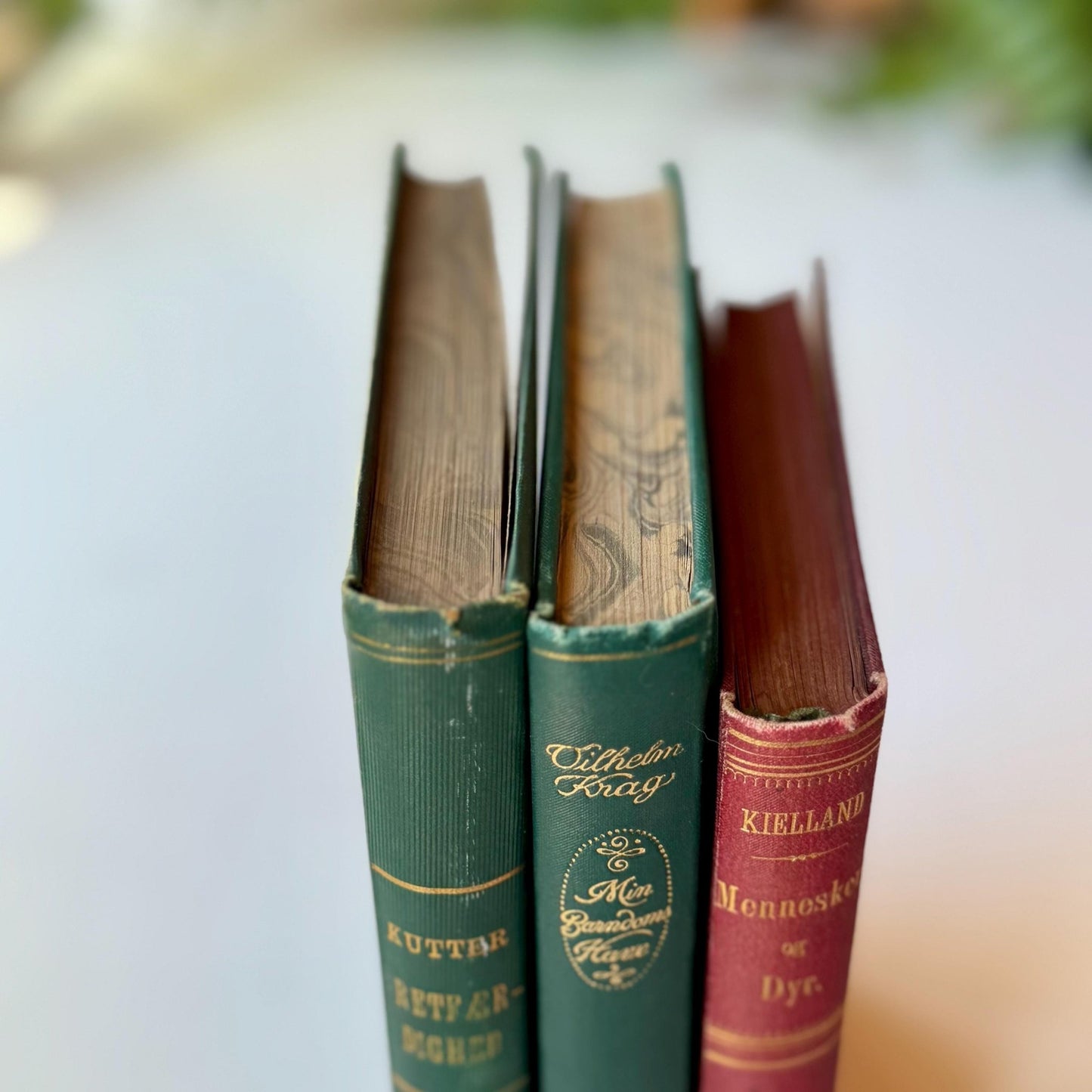 Antique Norwegian Literature Books, 1920s Ornate Marbled Novels - Pretty Old Books