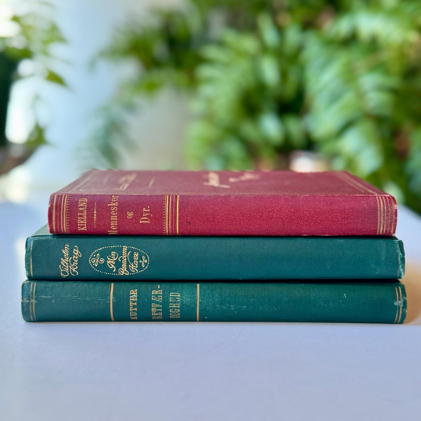 Antique Norwegian Literature Books, 1920s Ornate Marbled Novels - Pretty Old Books