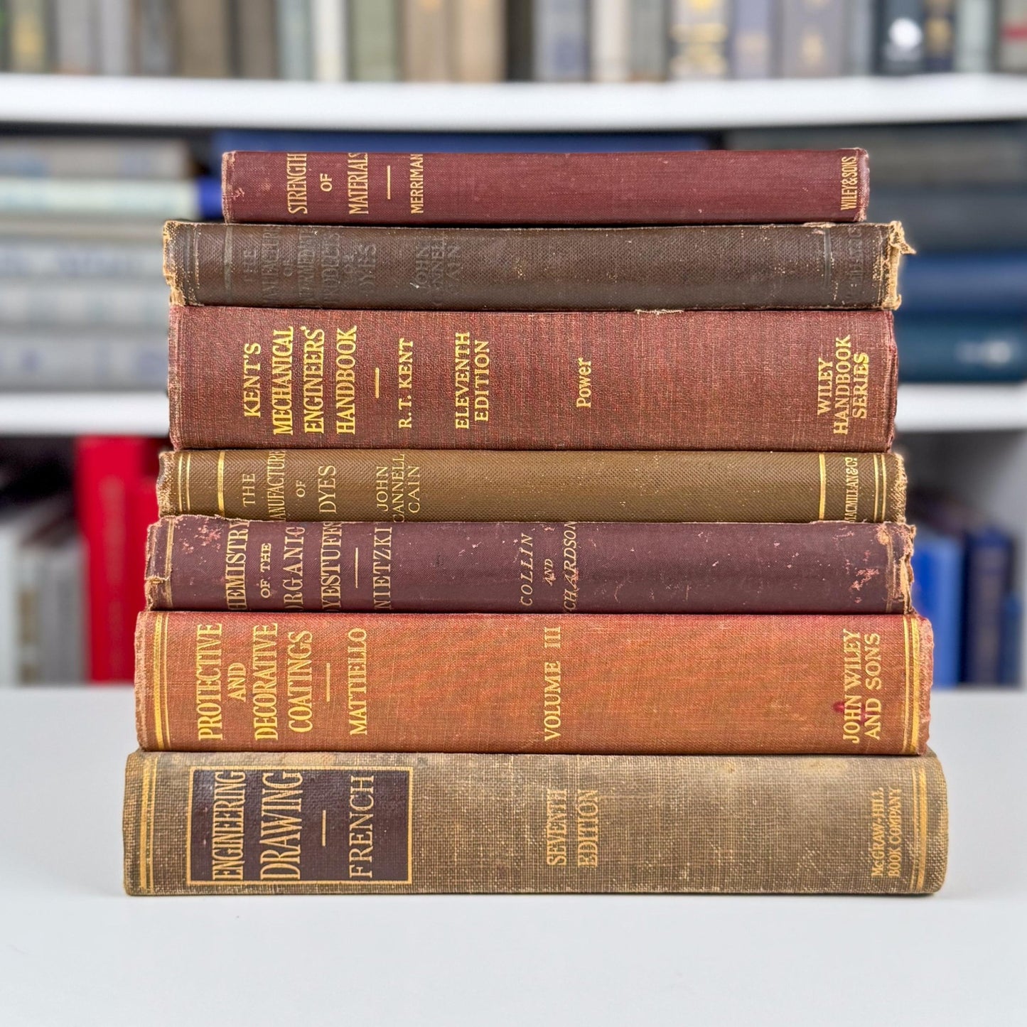 Antique Red and Copper School Book Bundle for Shelf Styling - Pretty Old Books