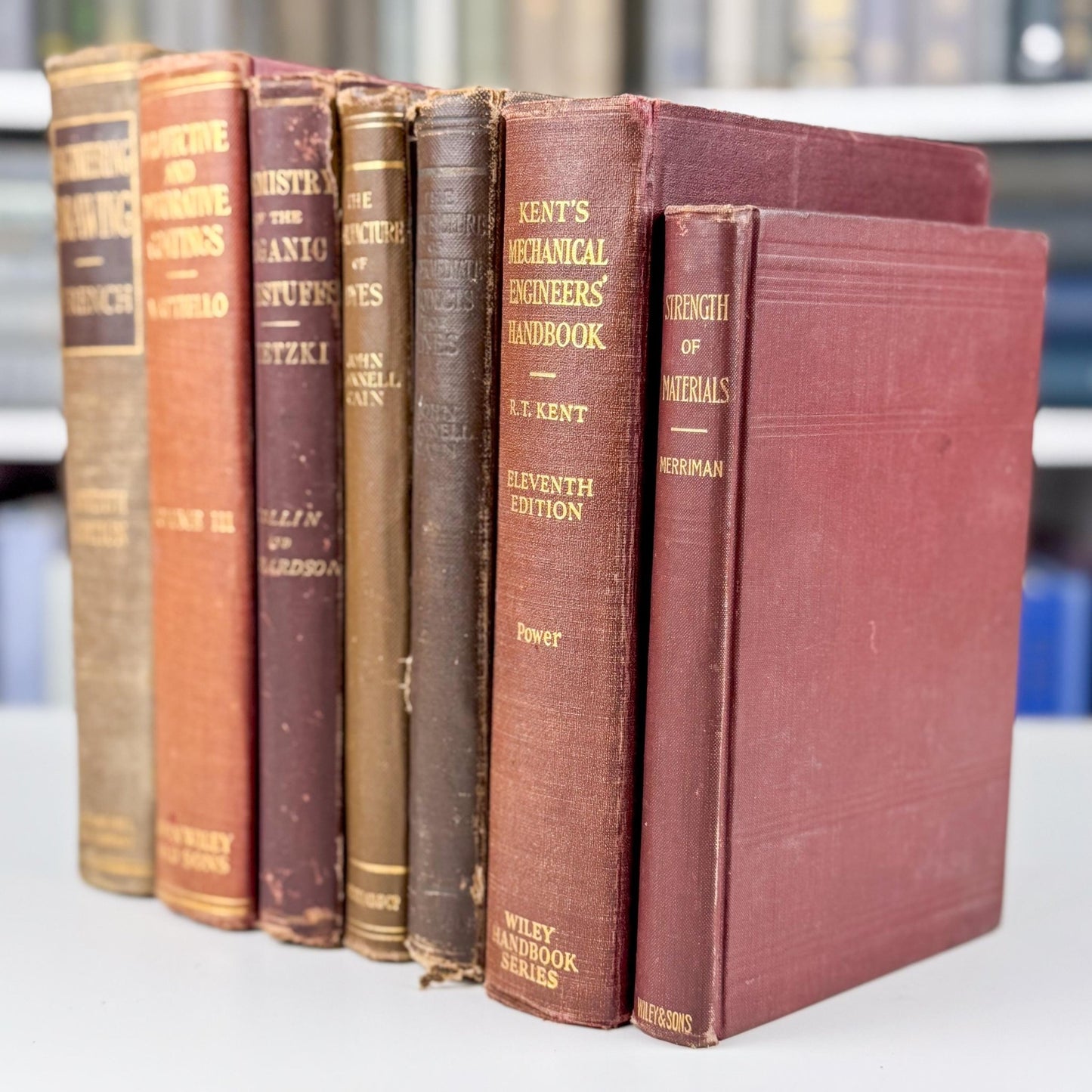 Antique Red and Copper School Book Bundle for Shelf Styling - Pretty Old Books
