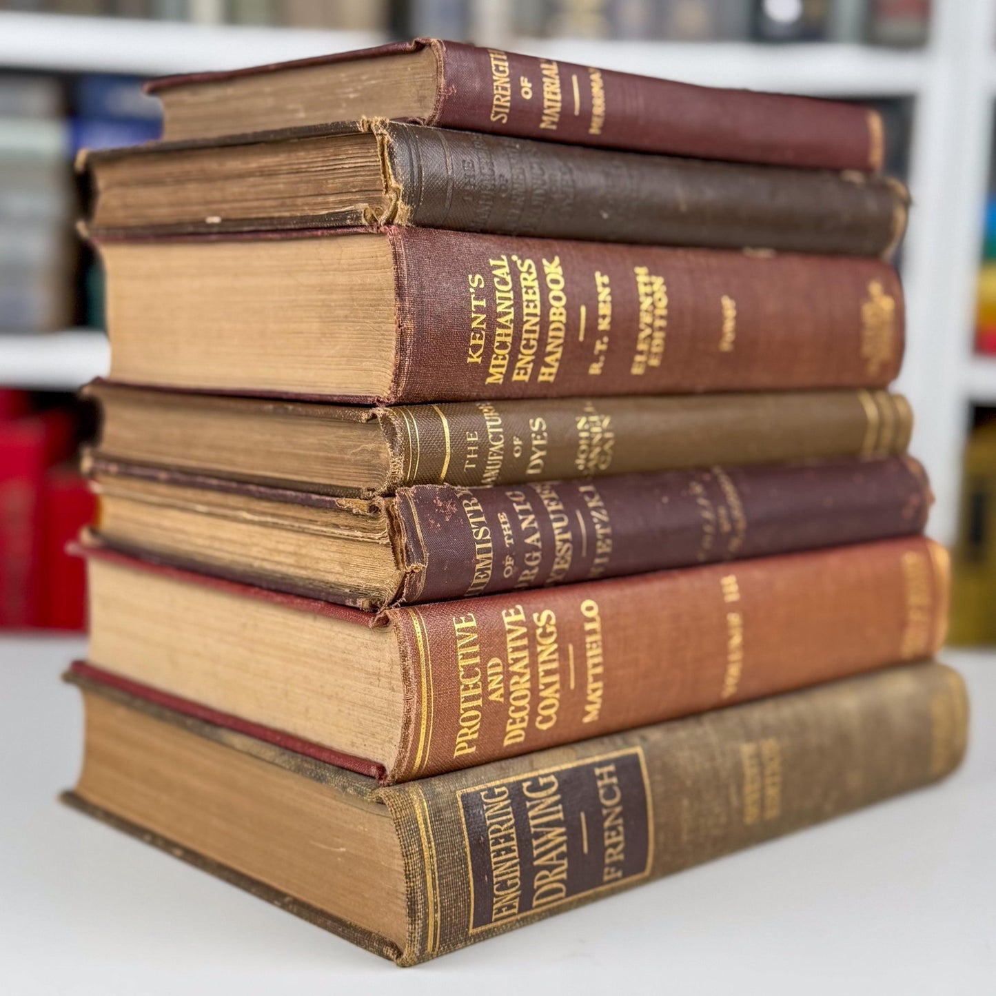 Antique Red and Copper School Book Bundle for Shelf Styling - Pretty Old Books