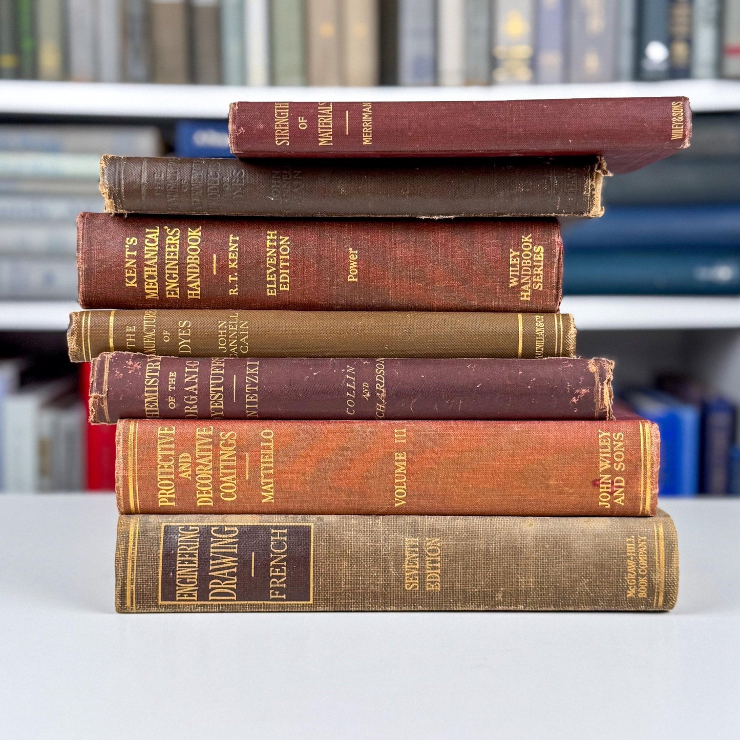 Antique Red and Copper School Book Bundle for Shelf Styling - Pretty Old Books