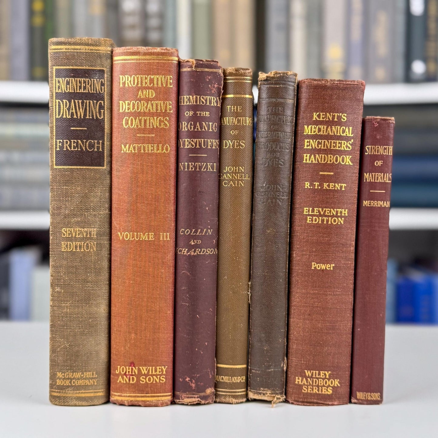 Antique Red and Copper School Book Bundle for Shelf Styling - Pretty Old Books