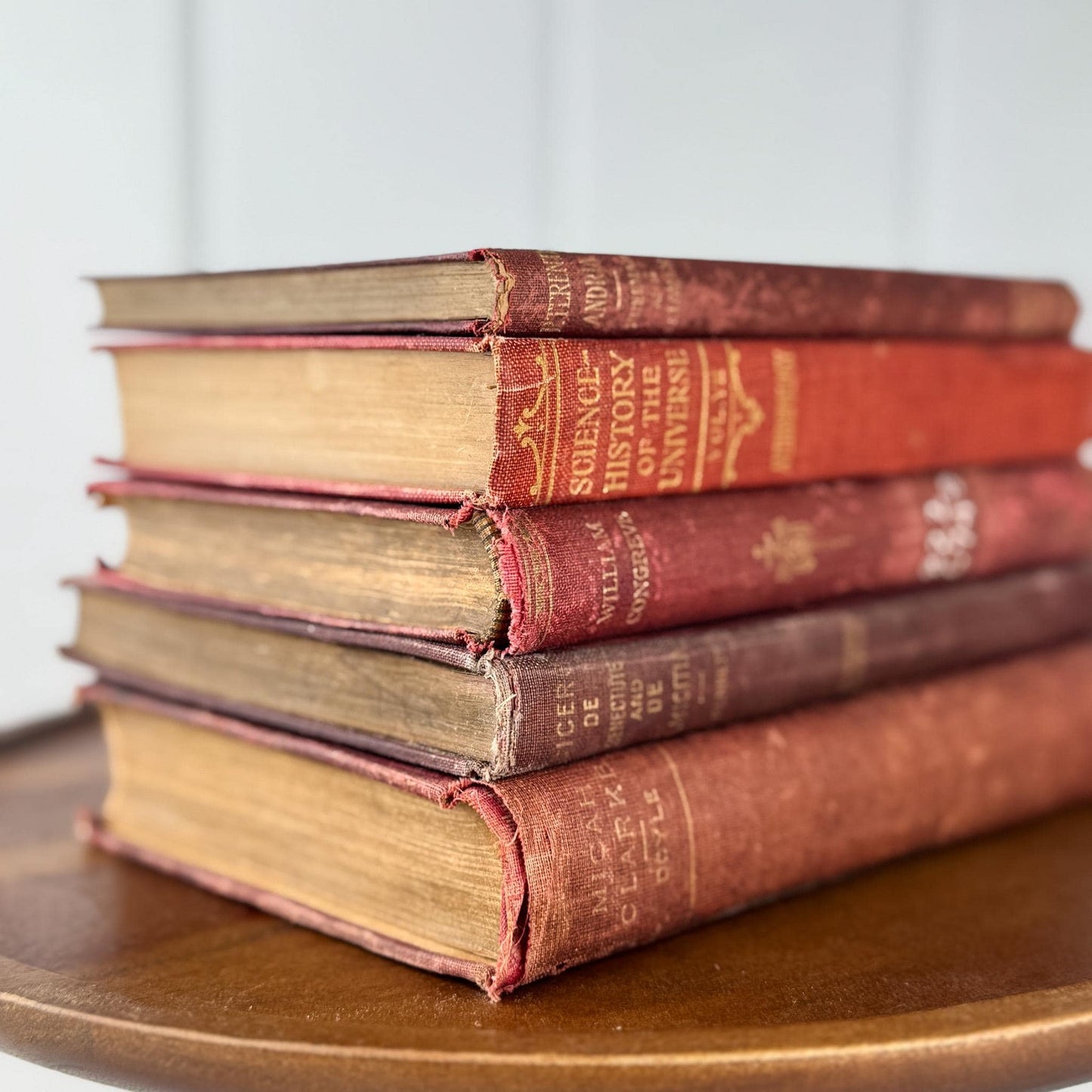 Antique Red Small Book Bundle for Literary Decor - Pretty Old Books