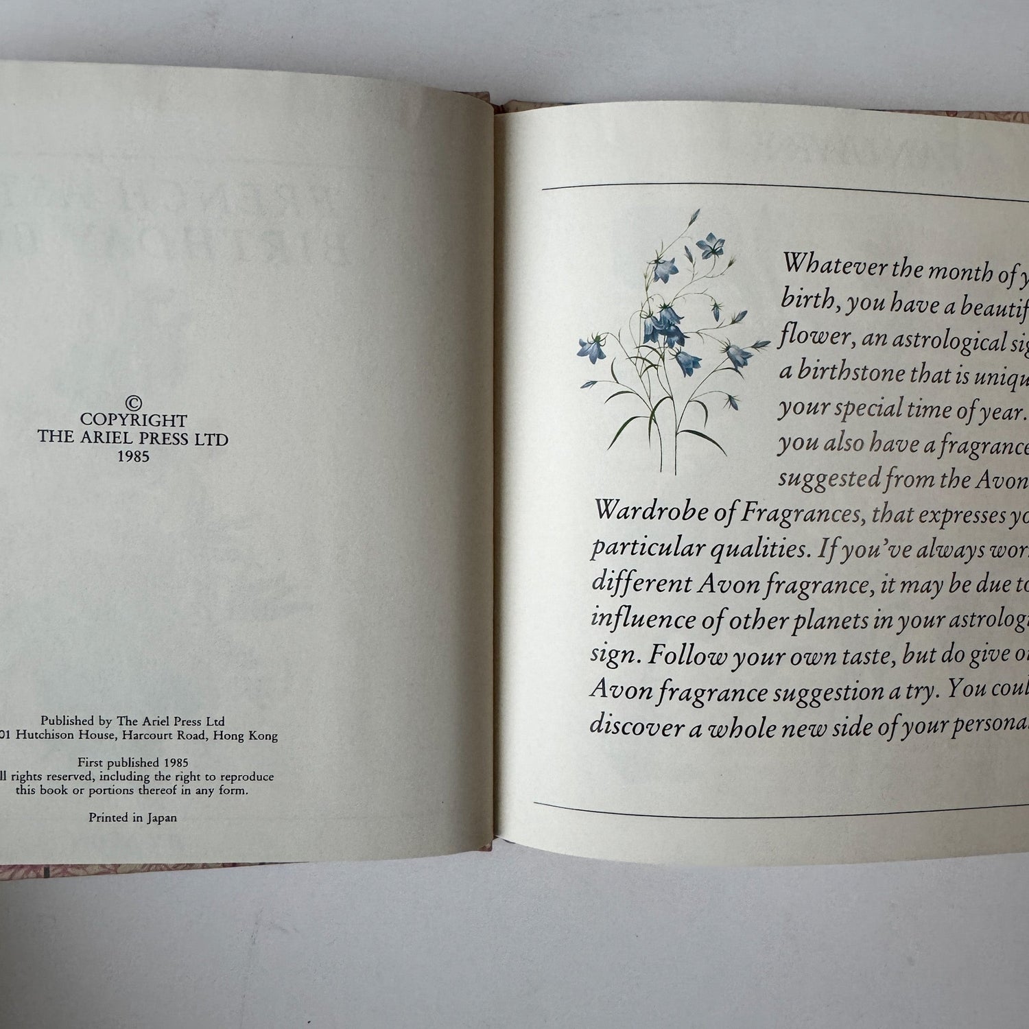 Avon French Aster Birthday Book, 1985 Perpetual Calendar, Botanical Art - Pretty Old Books