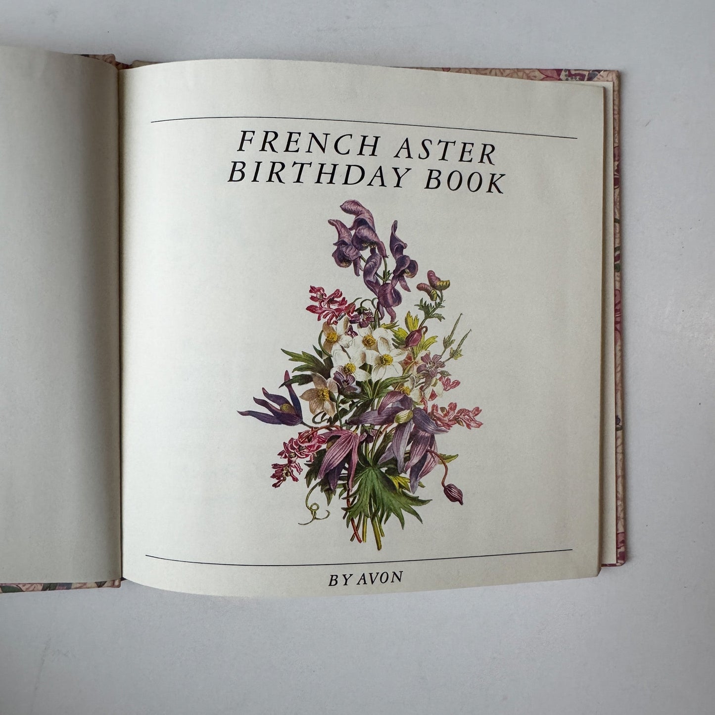 Avon French Aster Birthday Book, 1985 Perpetual Calendar, Botanical Art - Pretty Old Books