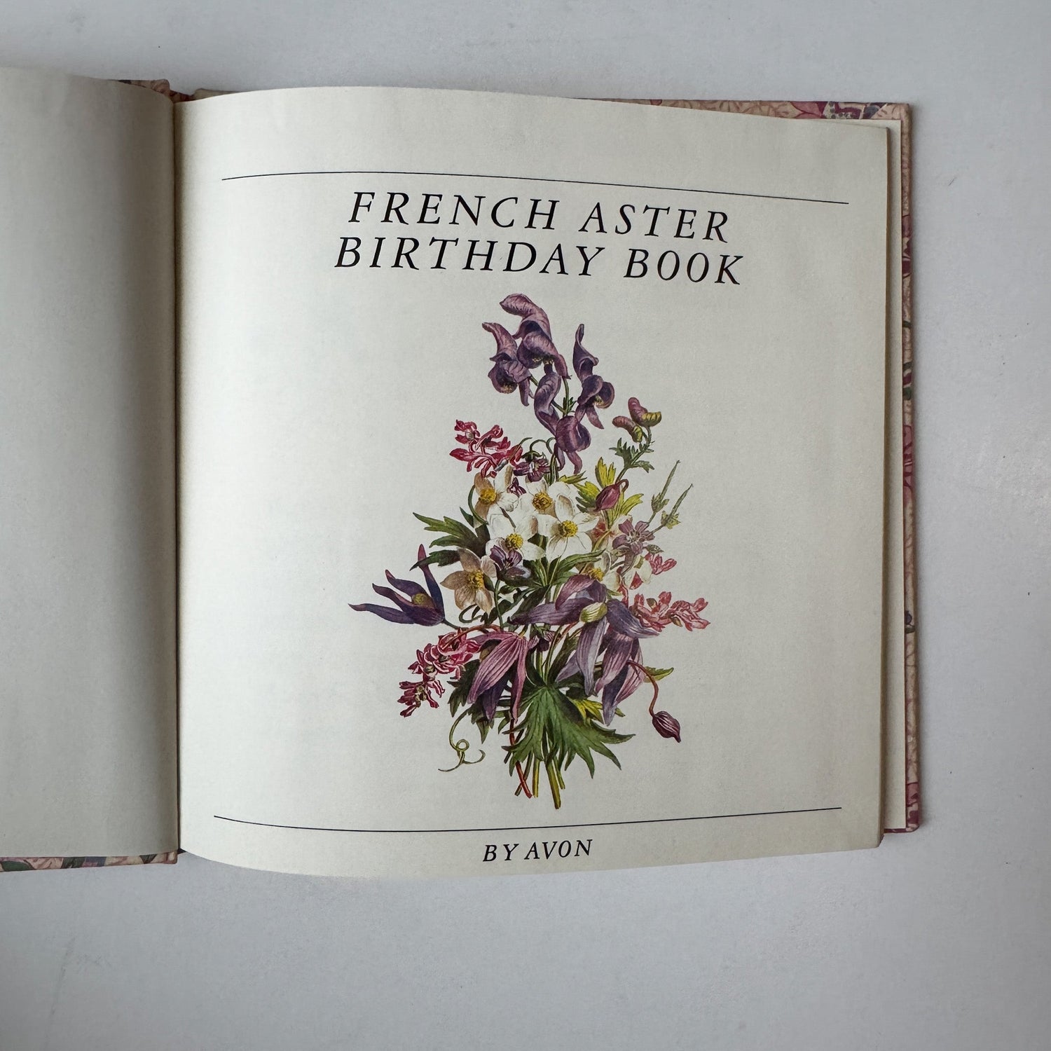 Avon French Aster Birthday Book, 1985 Perpetual Calendar, Botanical Art - Pretty Old Books