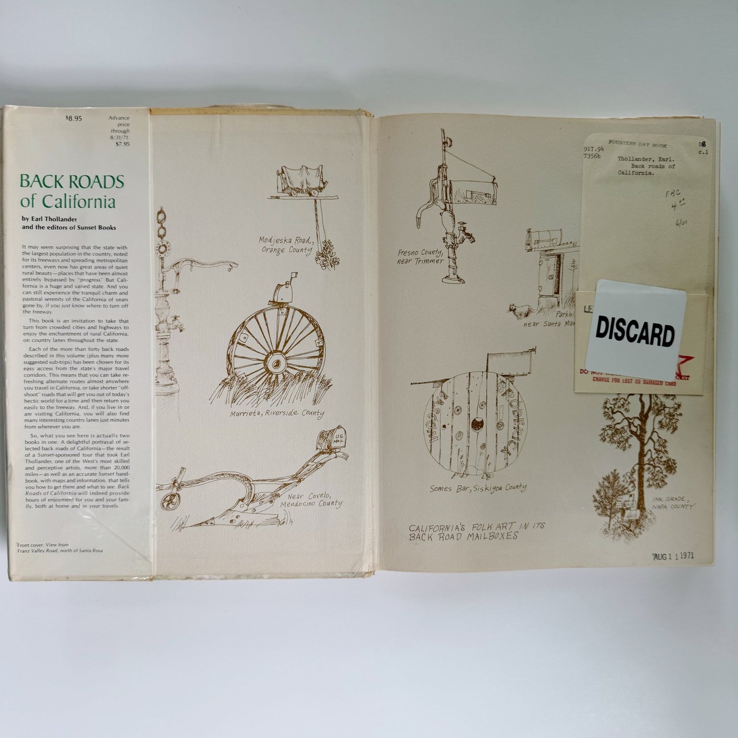 Back Roads of California, A Sunset Pictorial, Earl Thollander, 1971 Illustrated - Pretty Old Books