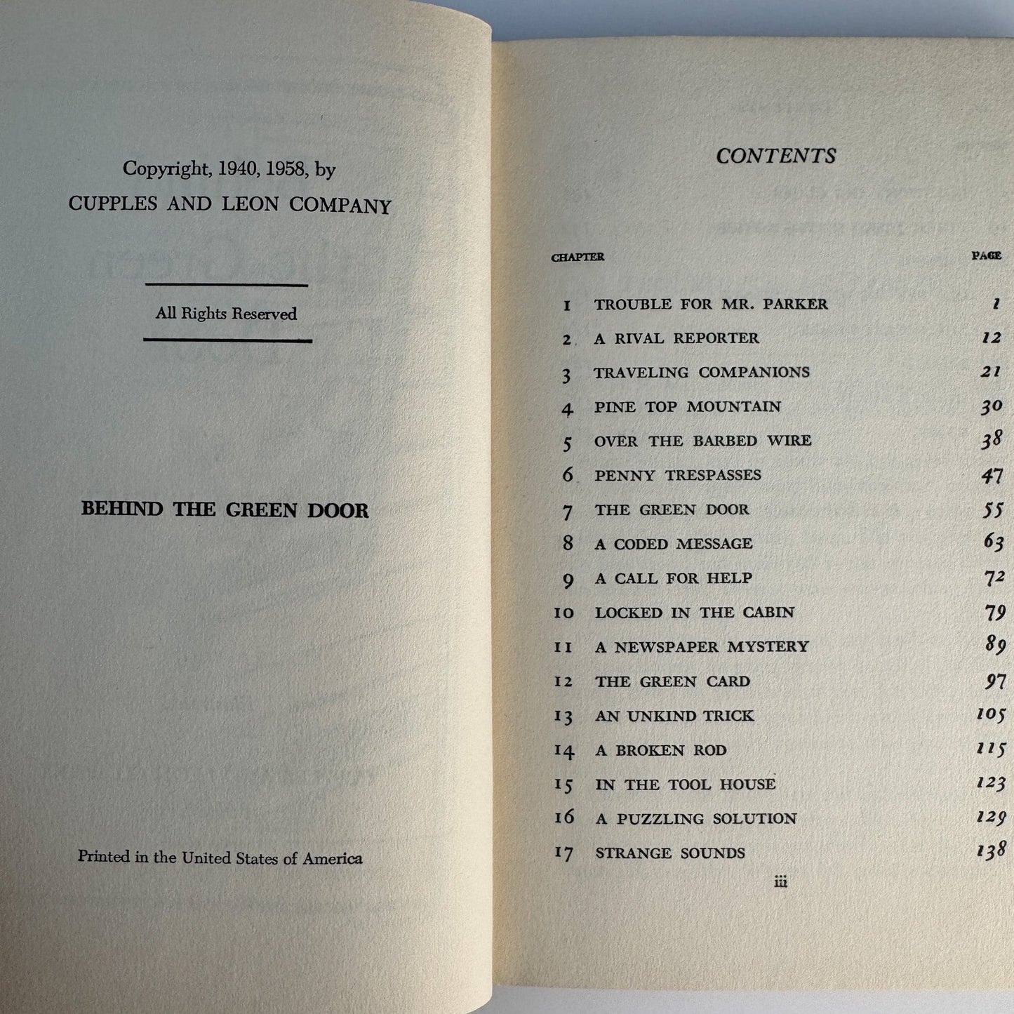 Behind the Green Door, Mildred A. Wirt, 1958 Juvenile Mystery - Pretty Old Books