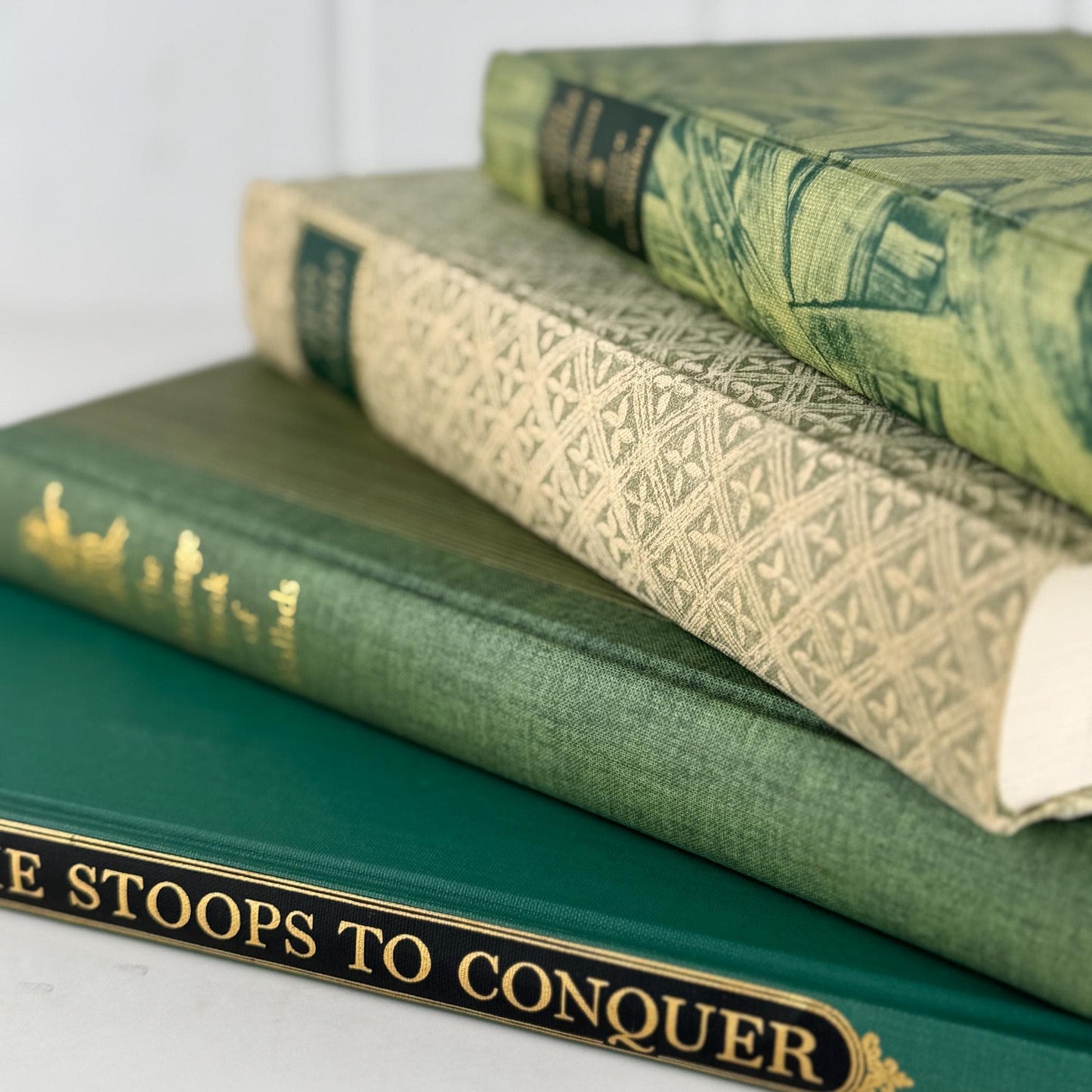 Beige and Green Heritage Press, 1950s Mid Century Books for Bookshelf Decor - Pretty Old Books