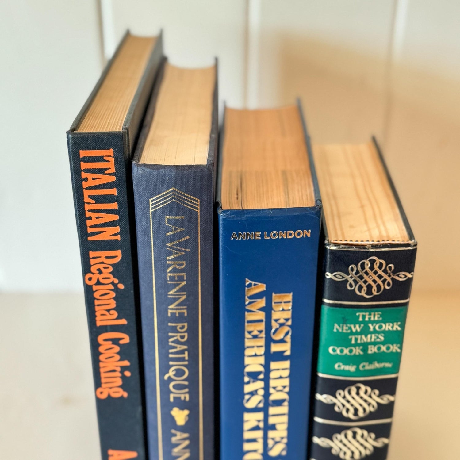 Blue Vintage Cookbook Set - Decorative Books for Kitchen Decor - Pretty Old Books