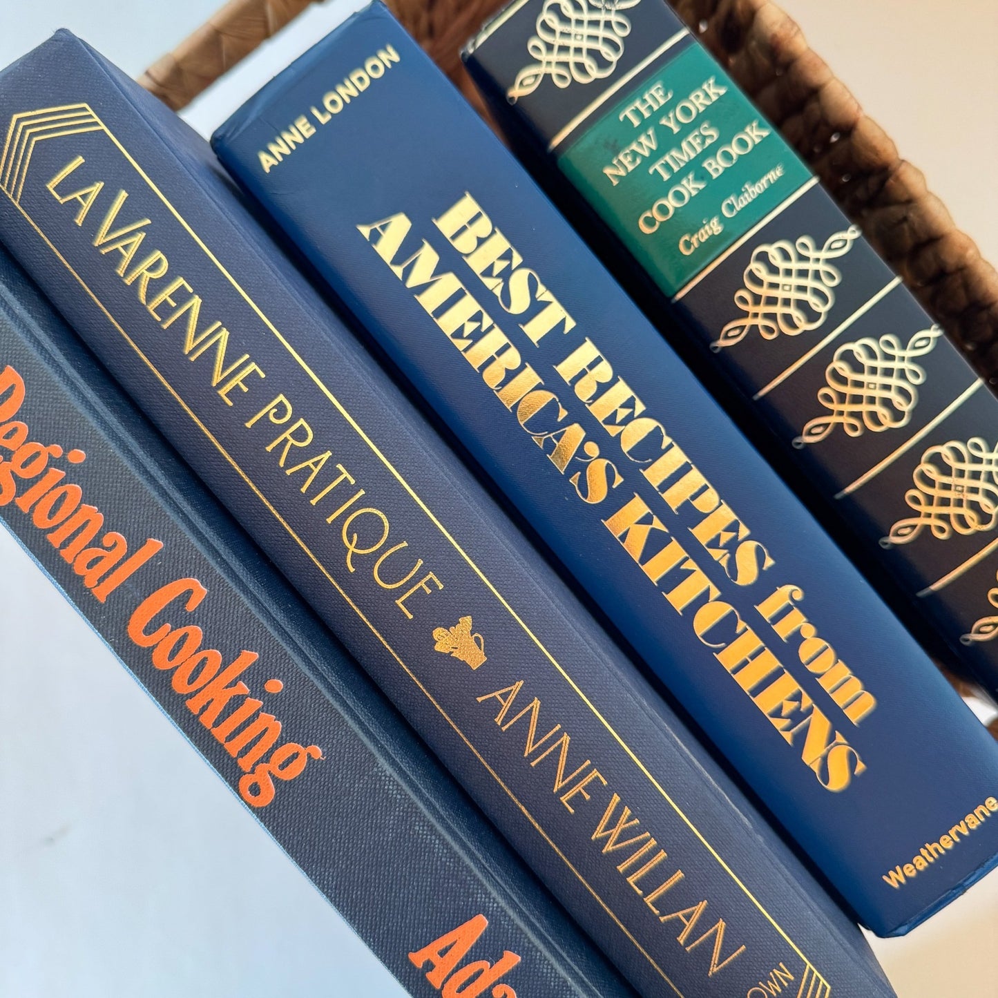 Blue Vintage Cookbook Set - Decorative Books for Kitchen Decor - Pretty Old Books