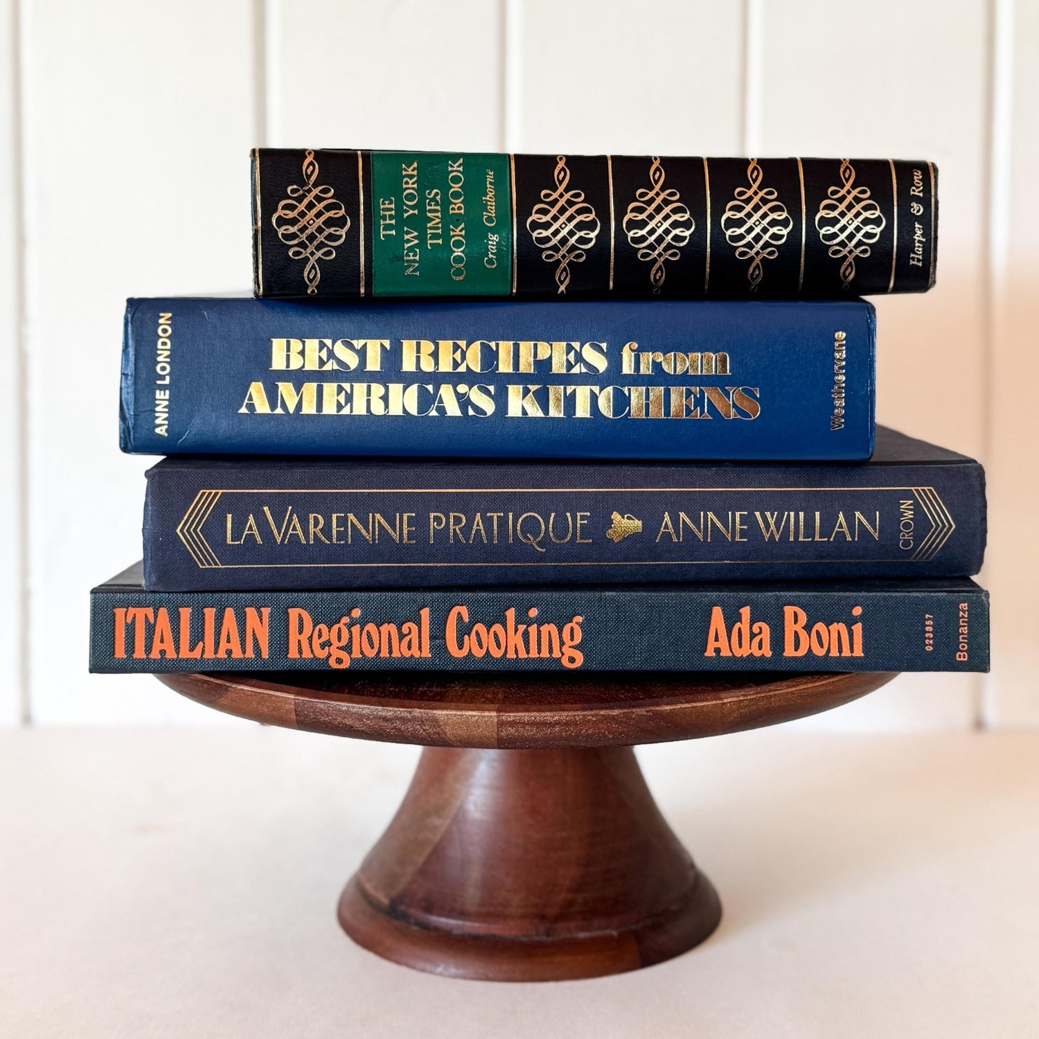 Blue Vintage Cookbook Set - Decorative Books for Kitchen Decor - Pretty Old Books