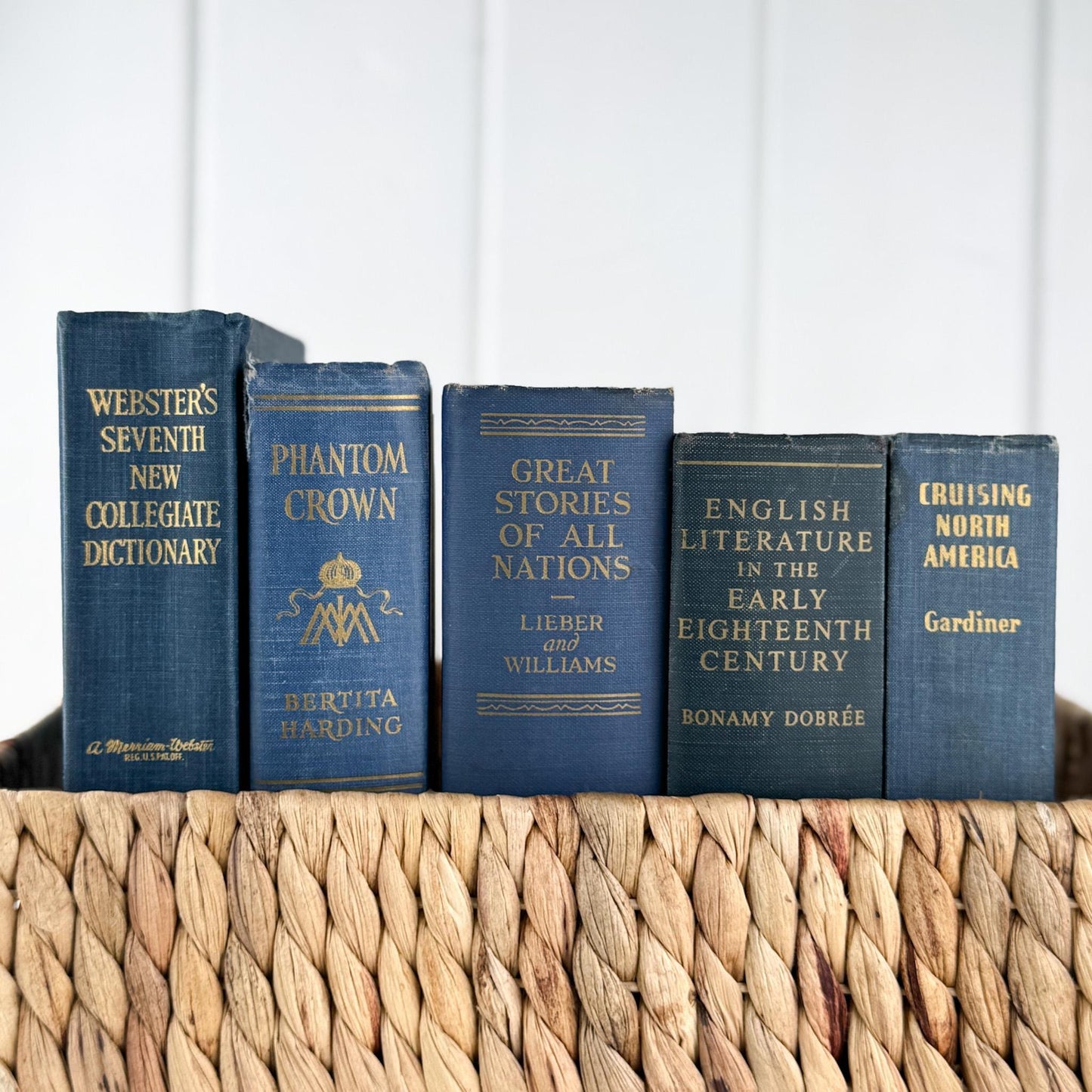 Blue Vintage Oversized Chunky Reference Books for Decor and Shelf Styling - Pretty Old Books