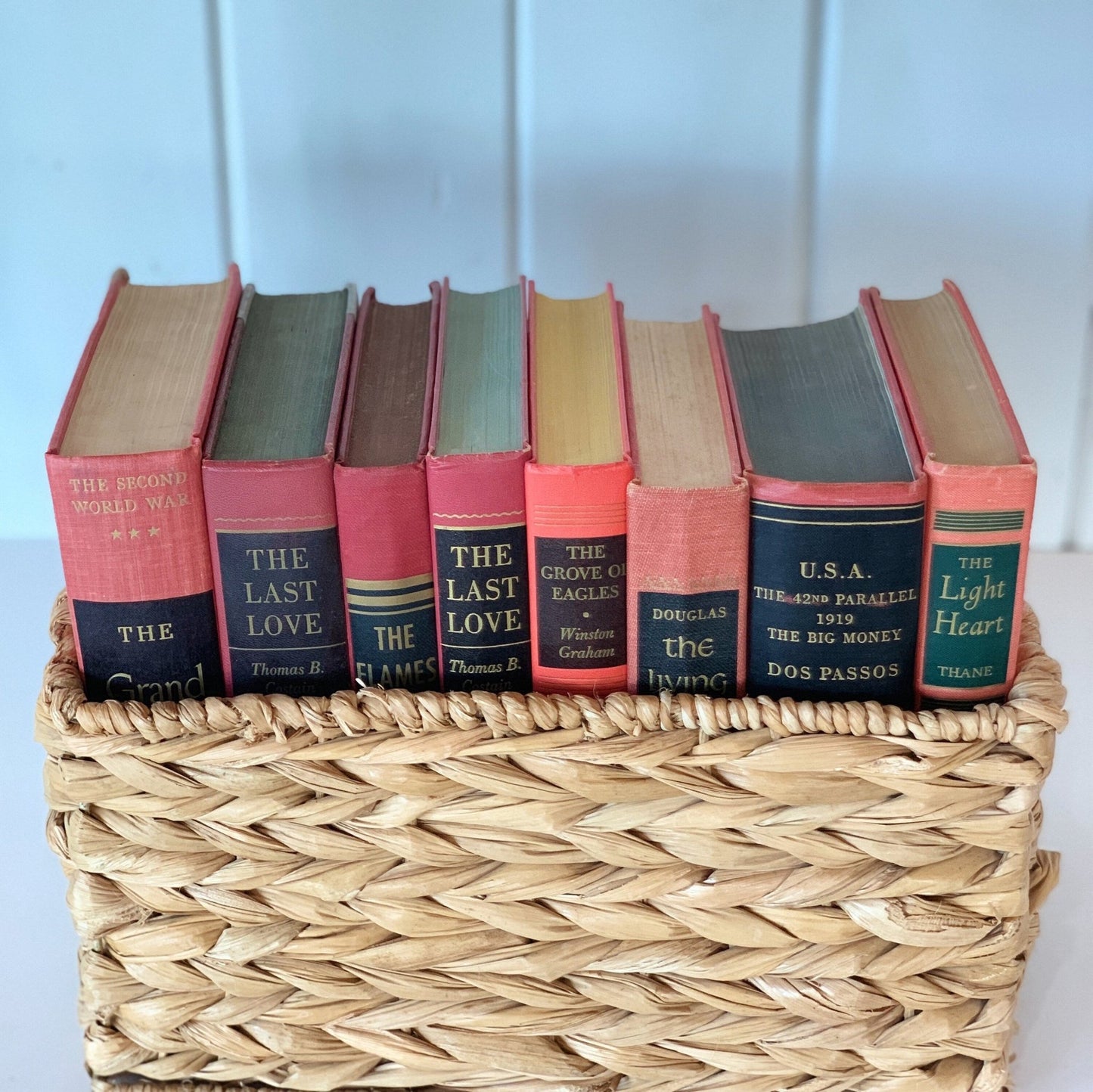Bookshelf Decor, Red and Black Decorative Books for Display, Glam Handmade Decor - Pretty Old Books