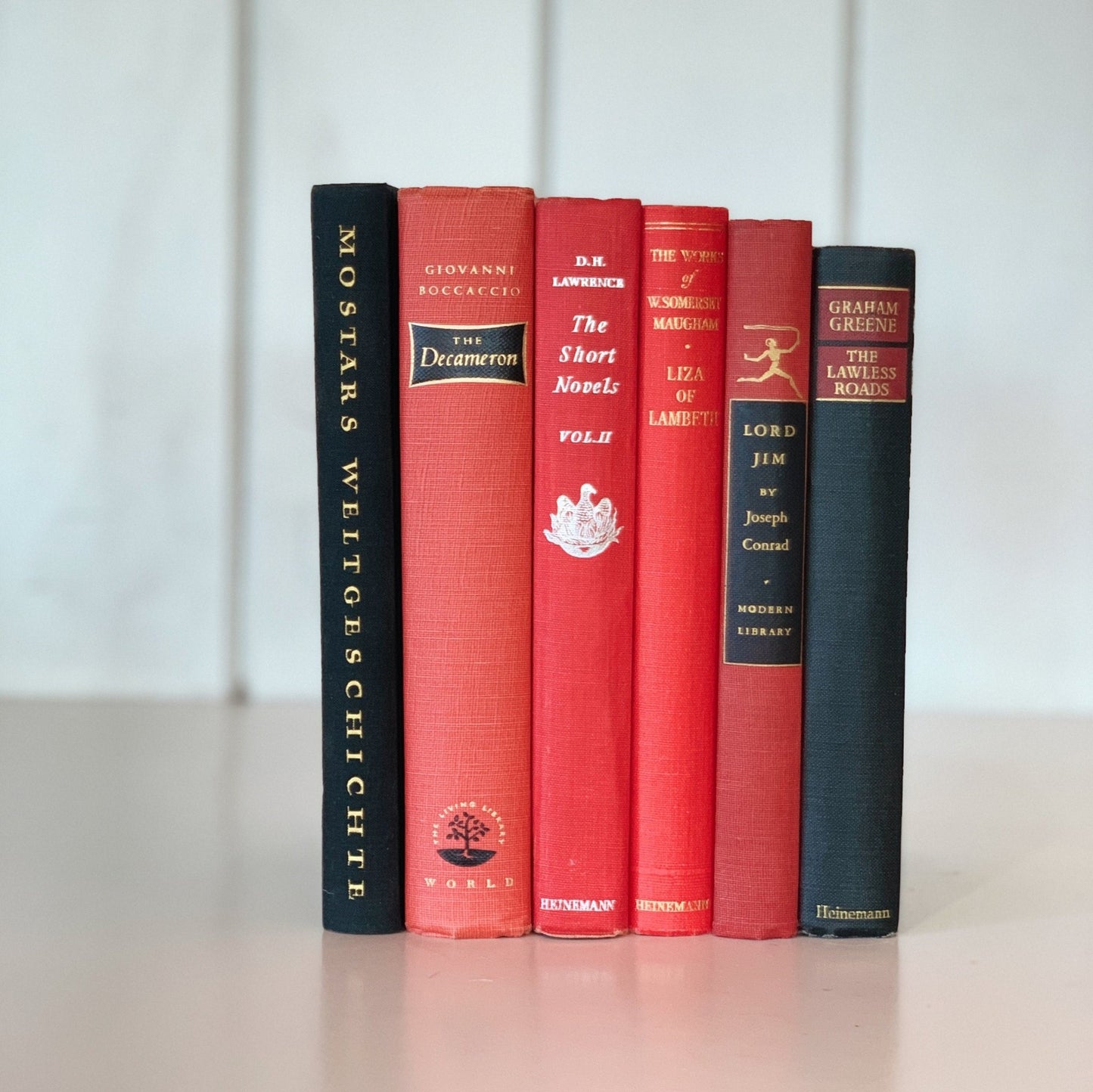 Bookshelf Decor, Small Red and Black Decorative Books for Display, Glam Handmade Decor - Pretty Old Books