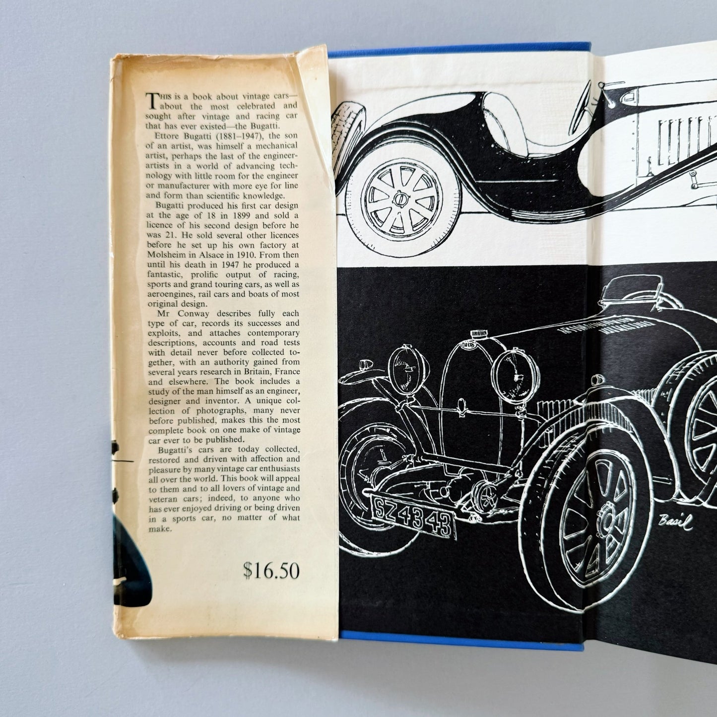 Bugatti, Vintage Car Book, Illustrated Collectible 1963 Hardcover - Pretty Old Books