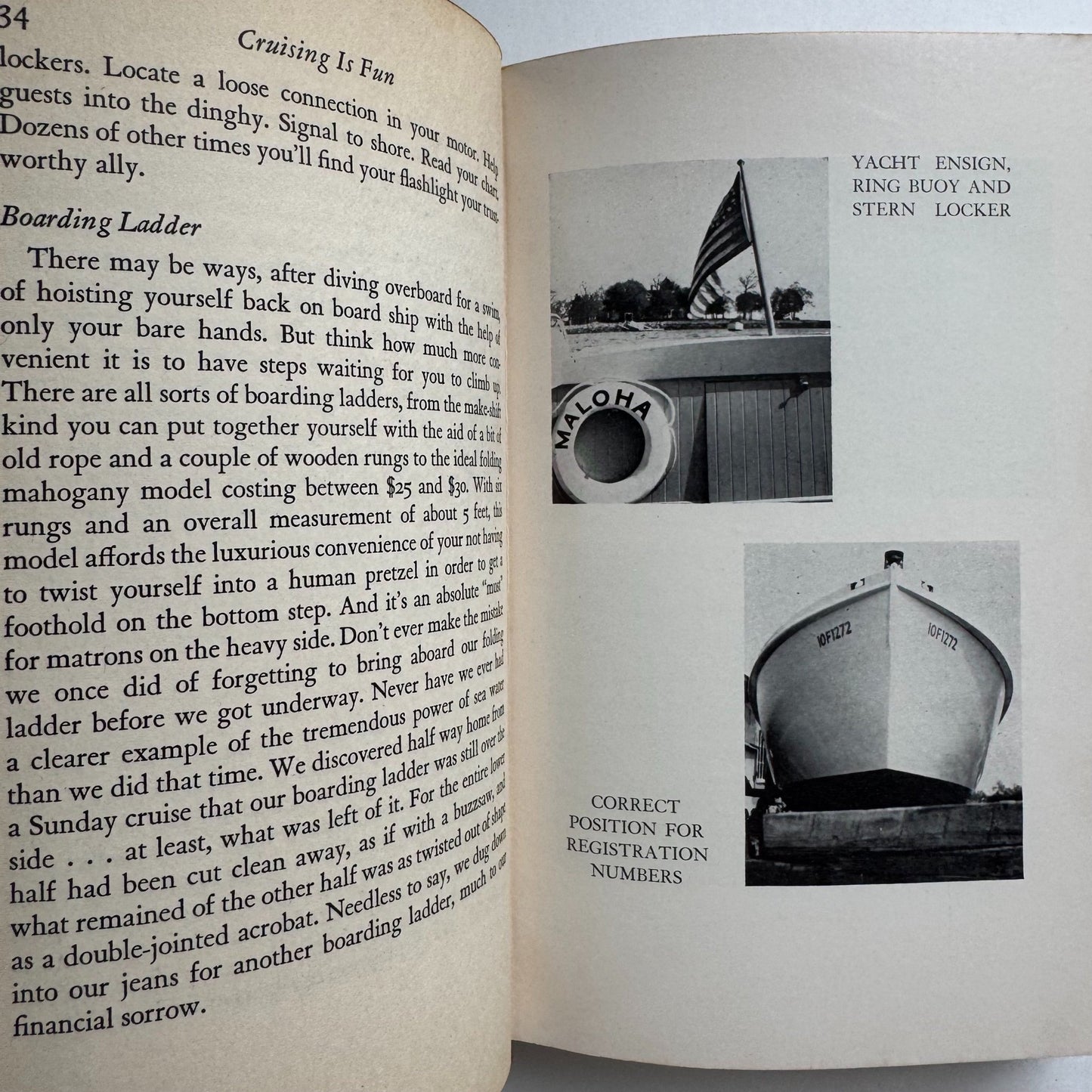 Cruising Is Fun: The Handy Book For Yachtsmen, 1941 Hardcover Boating Book - Pretty Old Books
