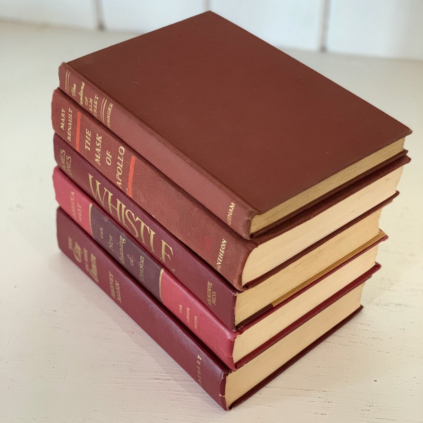 Dark Red Vintage Book Bundle: Instant Library Decor - Pretty Old Books