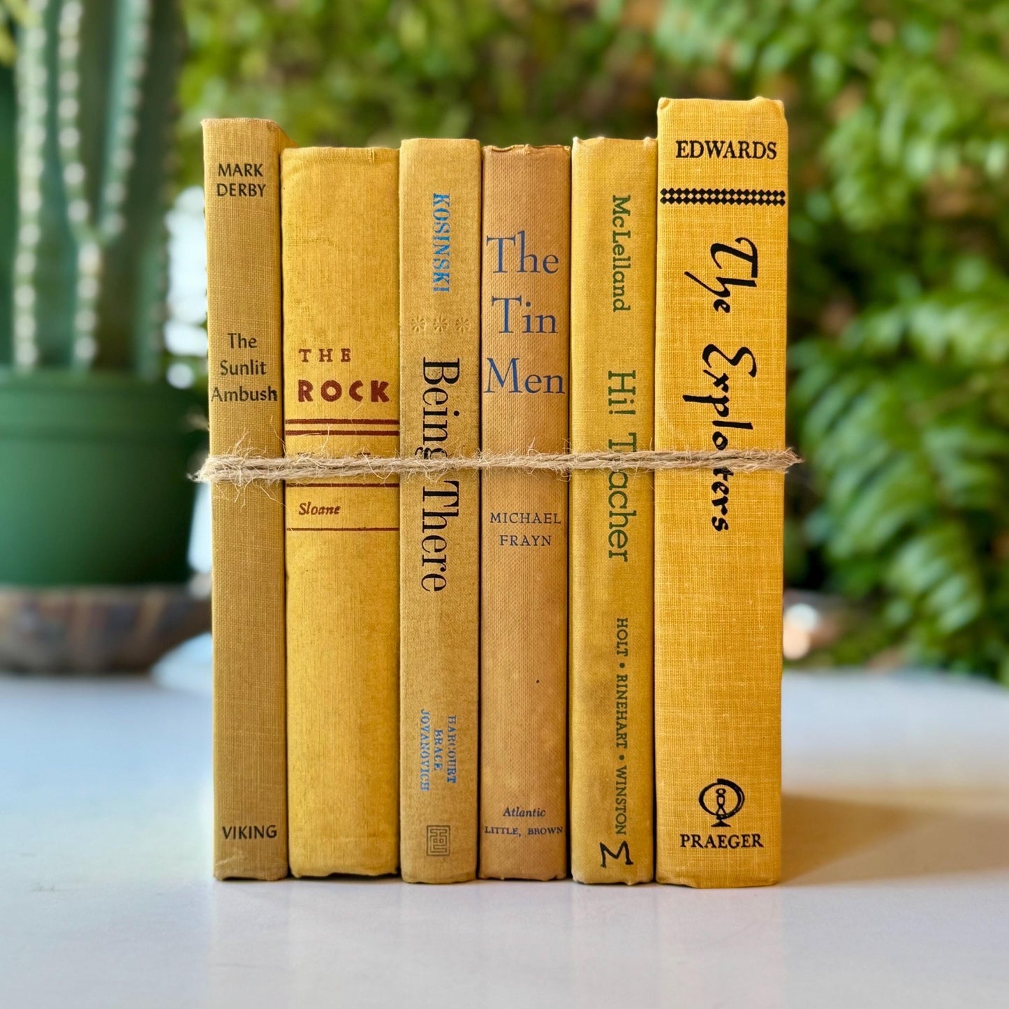Distressed Shabby Mustard Yellow and Goldenrod Books for Display - Pretty Old Books