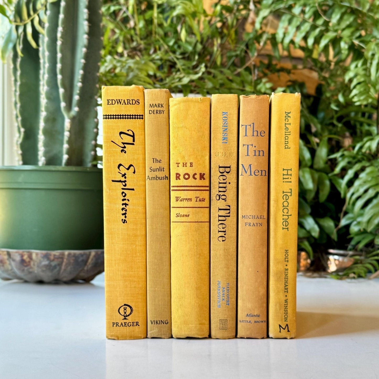 Distressed Shabby Mustard Yellow and Goldenrod Books for Display - Pretty Old Books