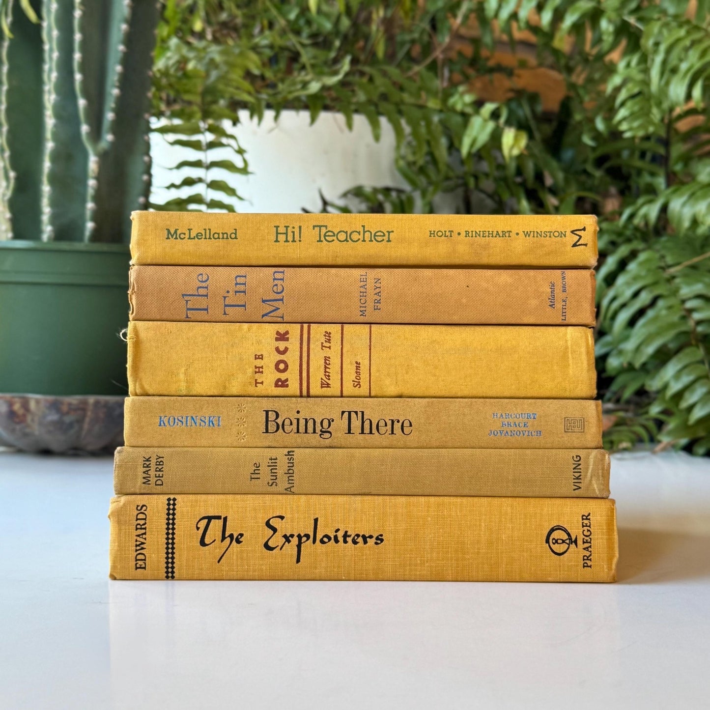 Distressed Shabby Mustard Yellow and Goldenrod Books for Display - Pretty Old Books