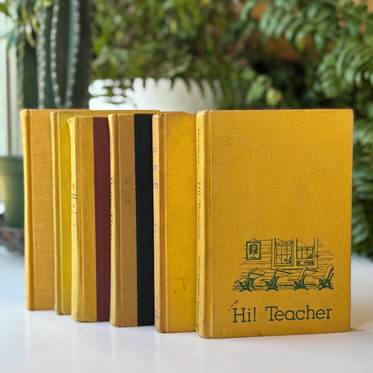 Distressed Shabby Mustard Yellow and Goldenrod Books for Display - Pretty Old Books