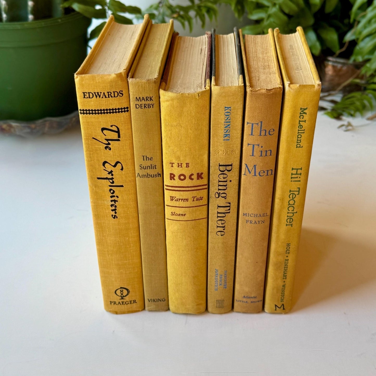 Distressed Shabby Mustard Yellow and Goldenrod Books for Display - Pretty Old Books
